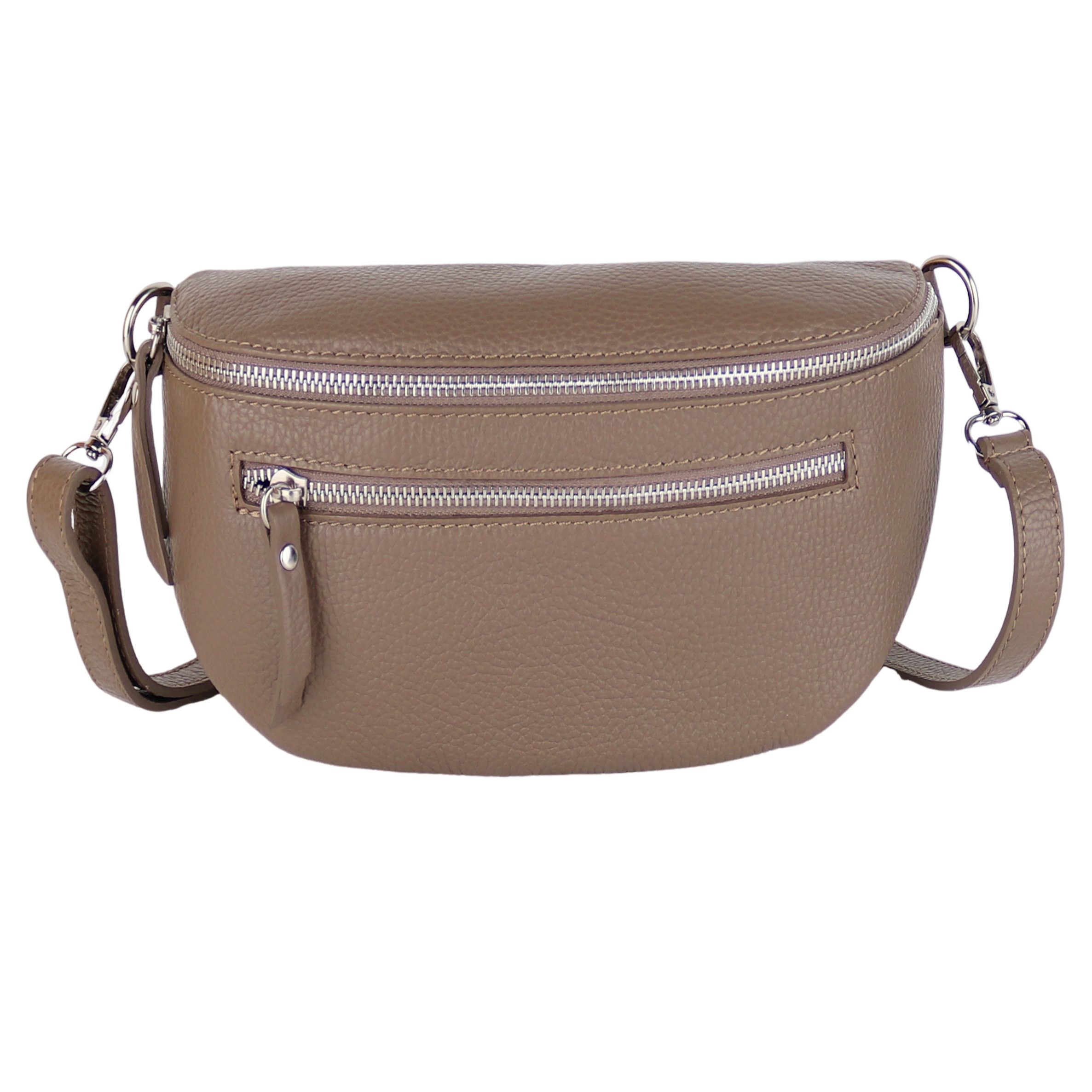 MIRROSI Bauchtasche Damen, Echtleder, Leder, Made in Italy, Umhängetasche, Brusttasche, (Schultertasche für jeden Anlass (1 Tasche & 1 Gurt), Mit zwei Reißverschlüssen), Crossbody Bag, verstellbaren Schulterriemen, Zwei Größen zur Auswahl