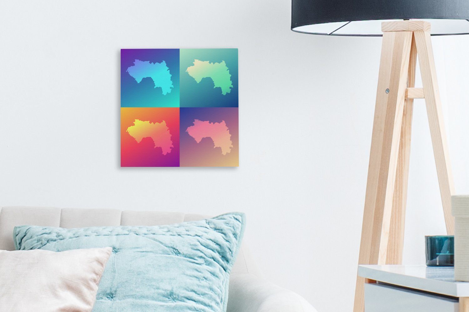 OneMillionCanvasses® Leinwandbild Illustration von von Guinea, Schlafzimmer Bilder für St), Wohnzimmer Leinwand vier Karten (1