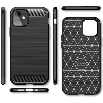 CoolGadget Handyhülle Carbon Handy Hülle für Apple iPhone 12 Mini 5,4 Zoll, robuste Telefonhülle Case Schutzhülle für iPhone 12 Mini Hülle