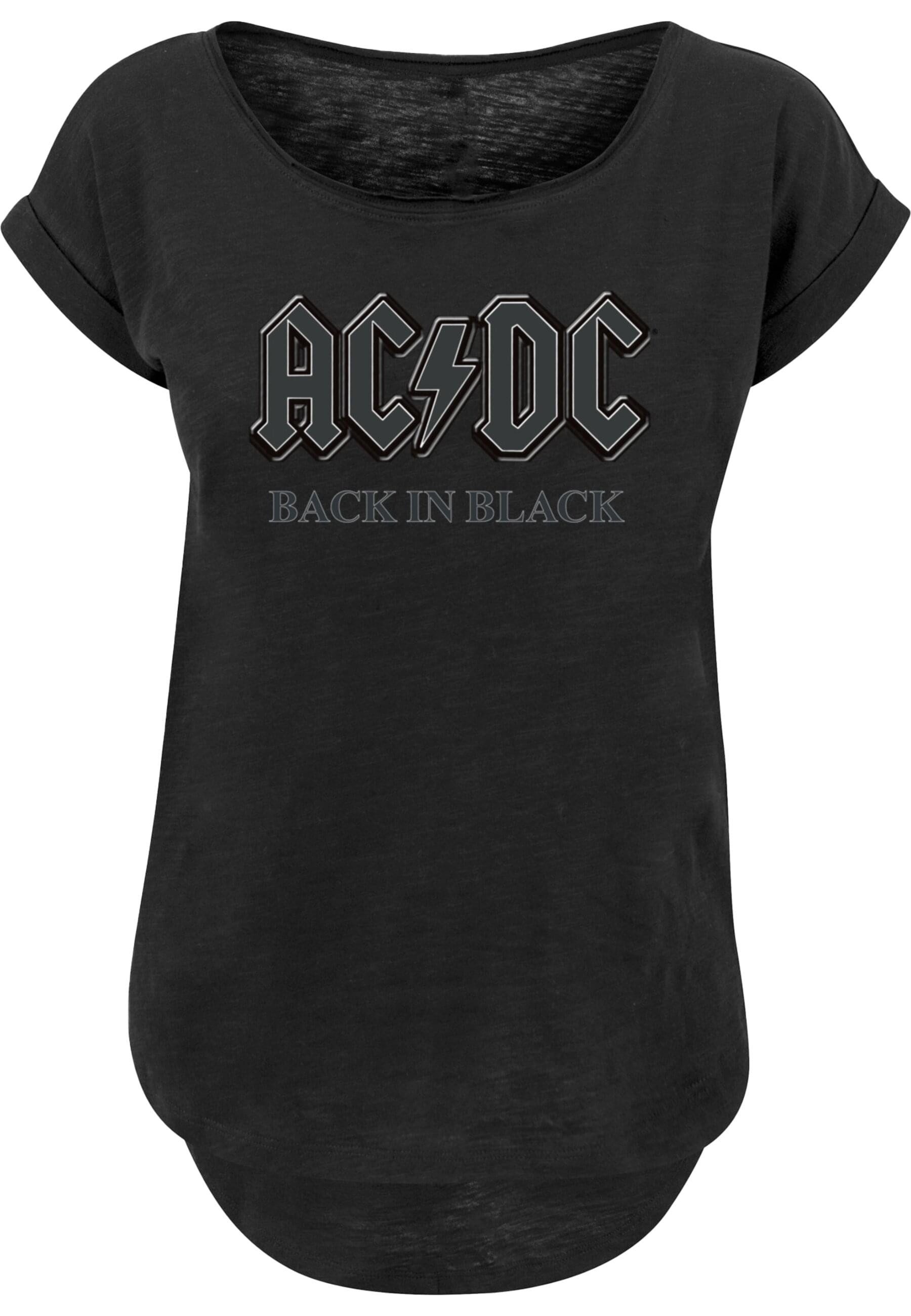 F4NT4STIC Kurzarmshirt F4NT4STIC Damen ACDC Back in Black with Ladies Long Slub Tee (1-tlg)