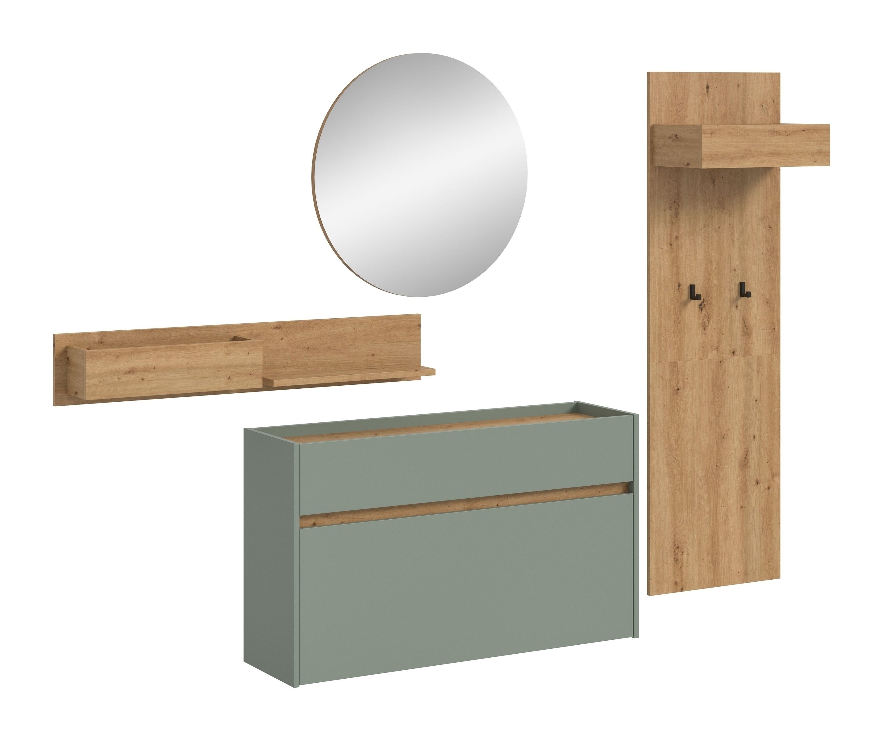 freiraum Garderoben-Set Drive, in Salbei - 197x205x32cm (BxHxT)