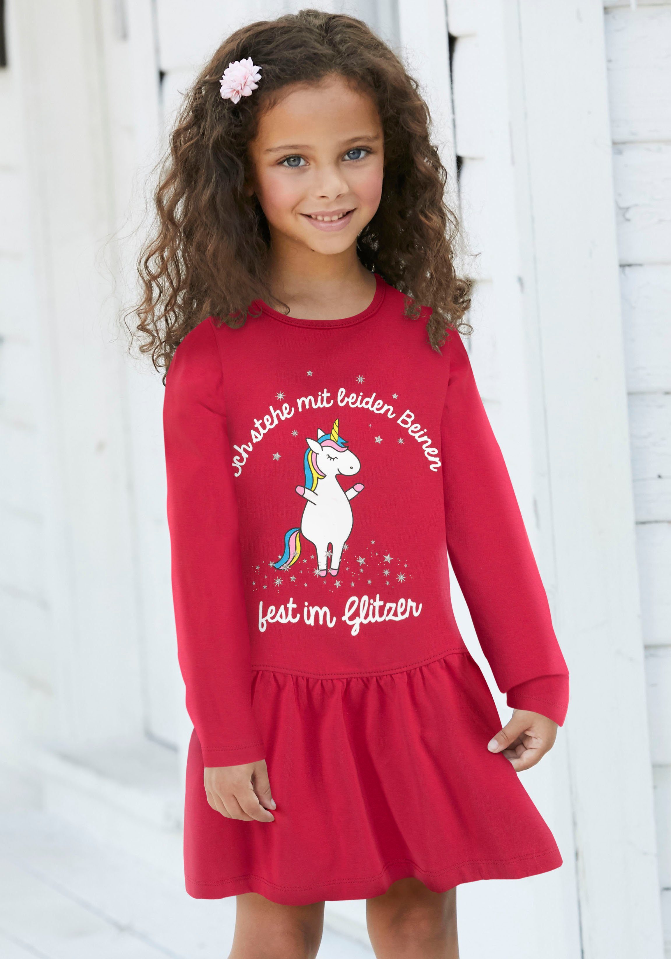 KIDSWORLD Jerseykleid Einhorn mit Sprüchedruck