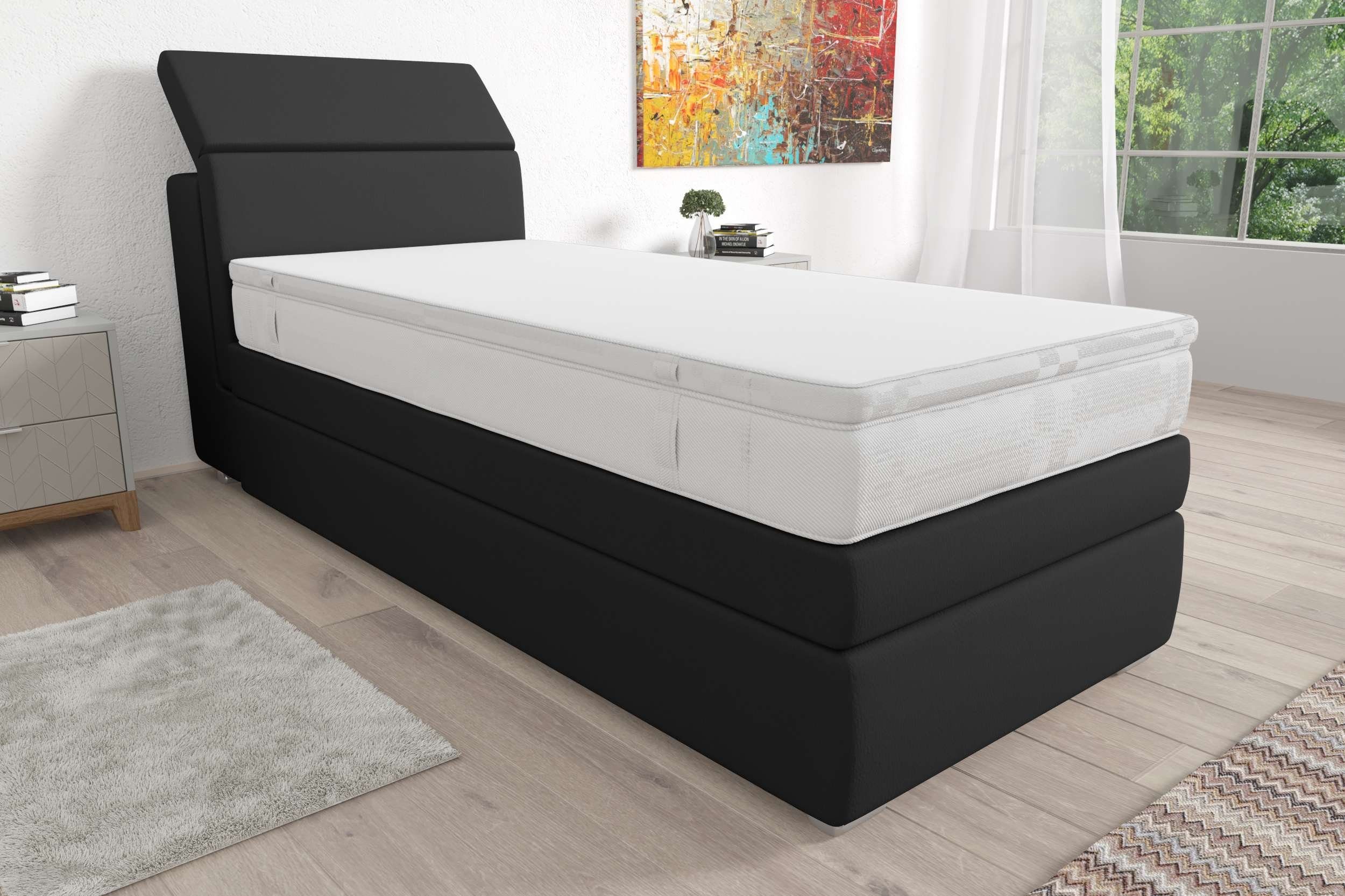 99rooms Boxspringbett Mentor (Schlafzimmerbett, Bett), 90/100/120 x 200 cm, mit Bonellfederkern, mit Topper