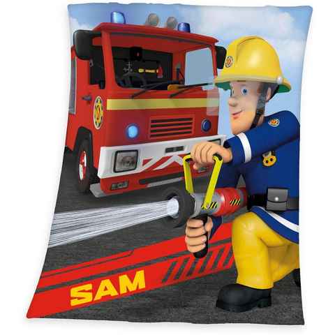 Kinderdecke Feuerwehrmann Sam, Feuerwehrmann Sam, weiche Qualität, Kuscheldecke