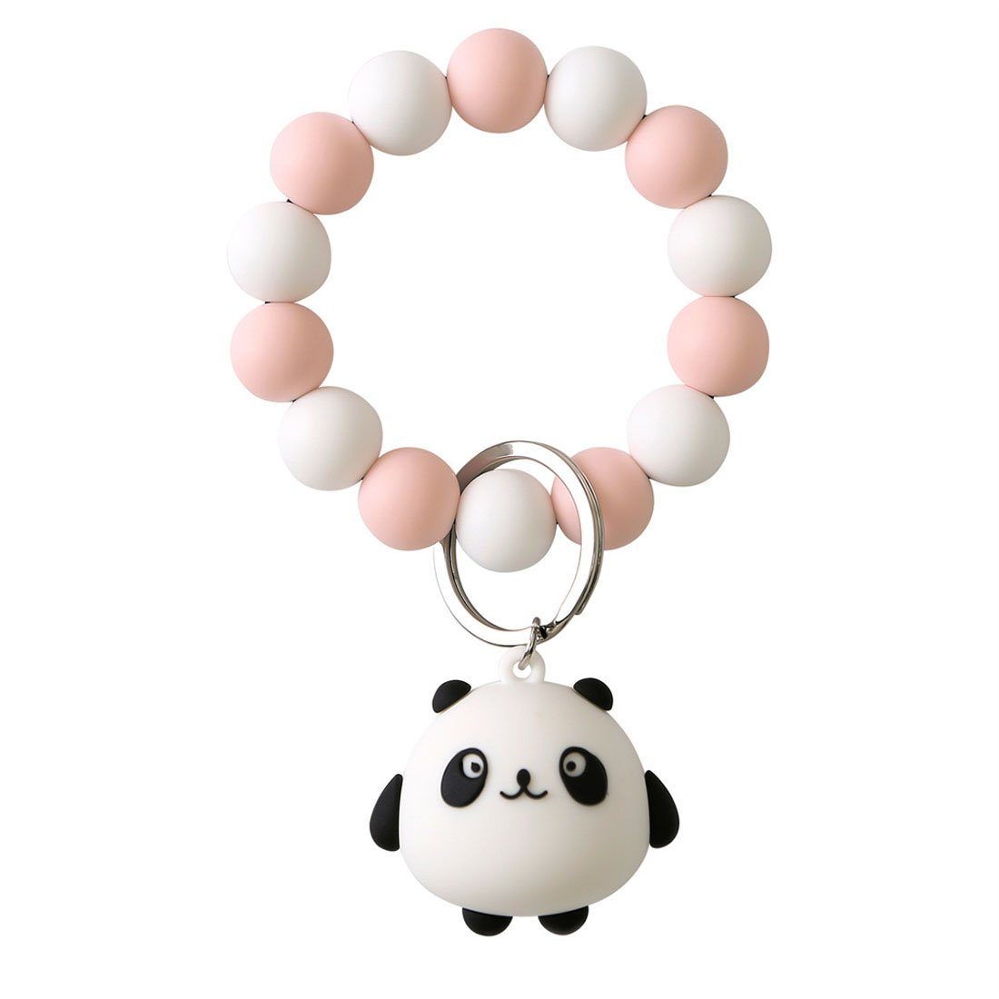DÖRÖY Schlüsselanhänger Panda Silikon-Schlüsselanhänger für das Handgelenk mit Perlen Rosa | Schlüsselanhänger