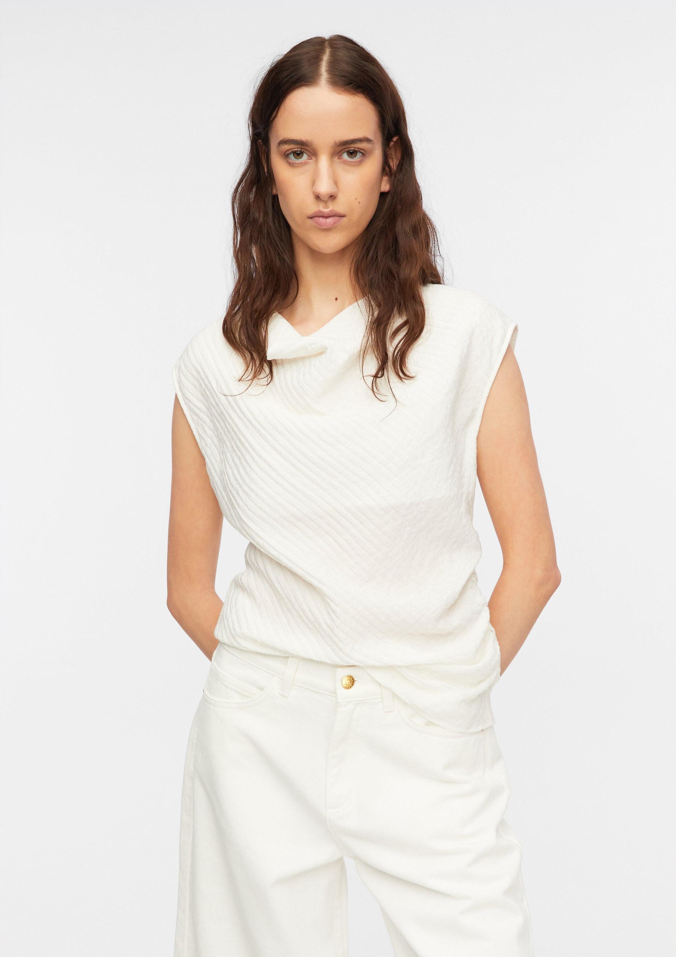 comma Blusentop Bluse Strukturiertes Top mit Raffung