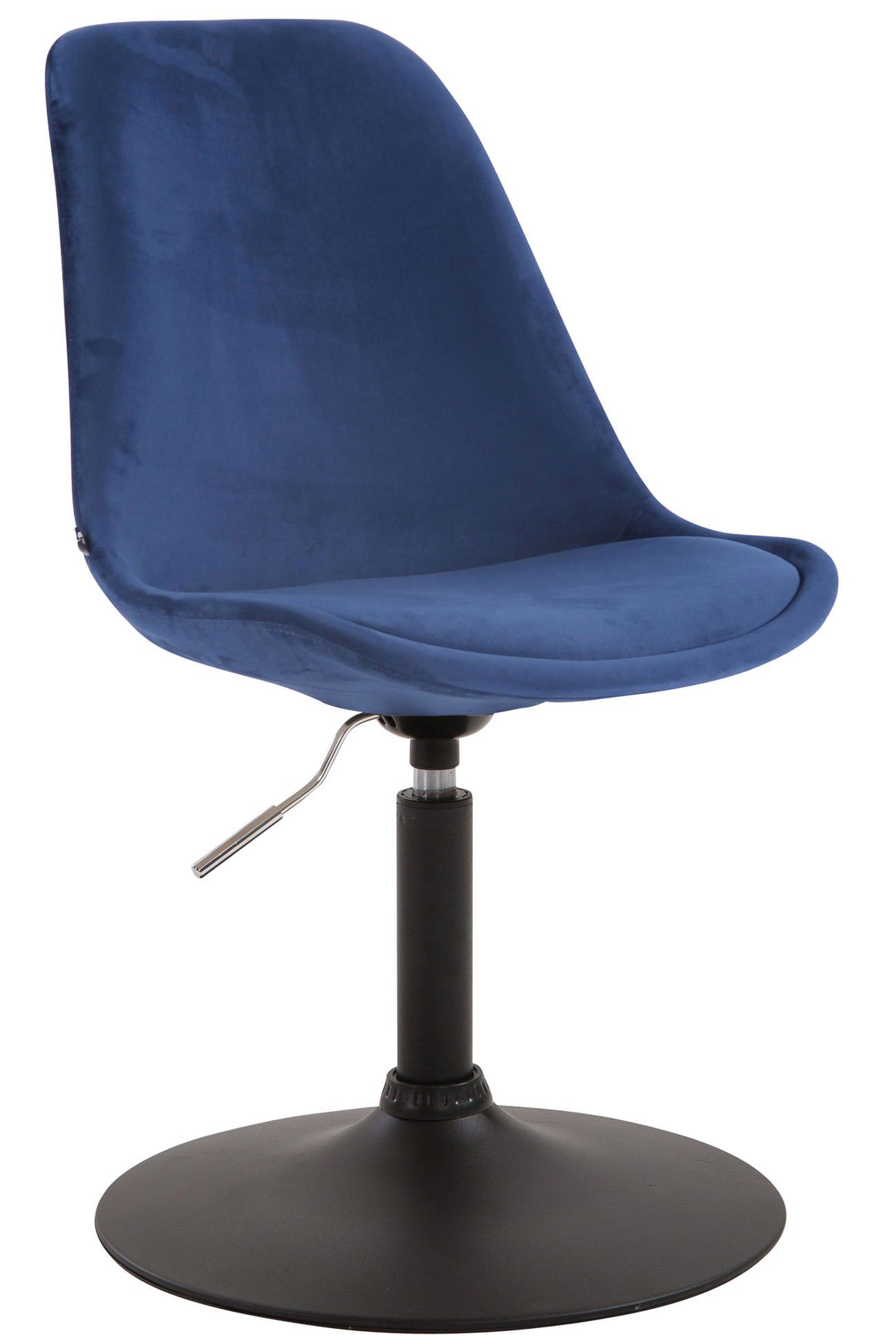 TPFLiving Esszimmerstuhl Mavic mit hochwertig gepolsterter Sitzfläche - Konferenzstuhl (Küchenstuhl - Esstischstuhl - Wohnzimmerstuhl - Polsterstuhl), Gestell: Metall schwarz - Sitzfläche: Samt blau