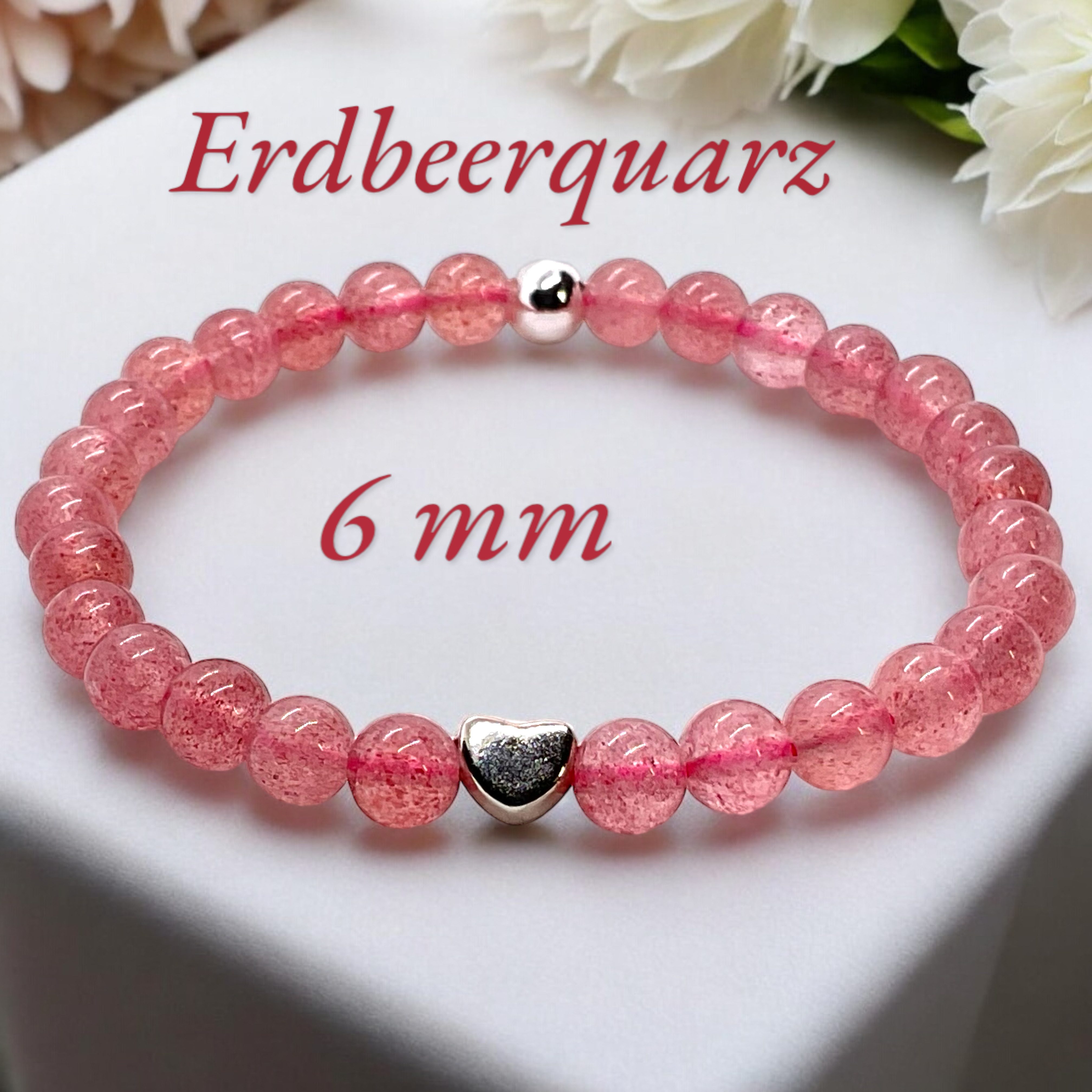 Steinfixx® Perlenarmband Edelstein Erdbeerquarz mit 925 günstig online kaufen