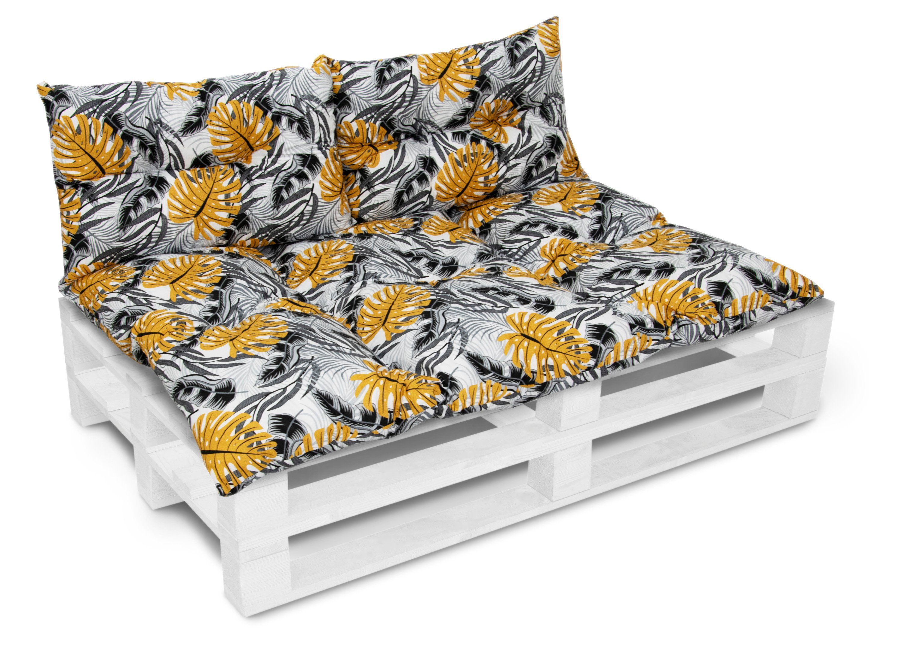 Amilian Stuhlkissen - Bankauflage - Gartenbankauflage - 80x120cm + 2 x 40x60cm, 3er Set - Gartenbankauflage - Pallettensitzkissen - Bankkissen