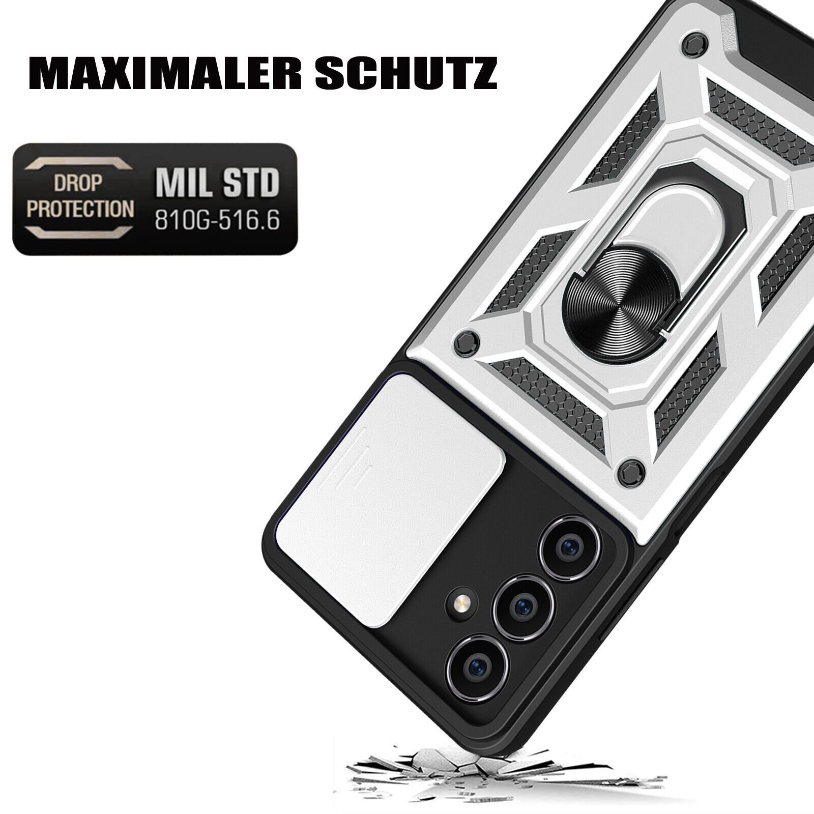 betterfon Handyhülle Panzerhülle für Samsung Galaxy A05s mit Kameraschutz & Ringhalter, Outdoorhülle mit Smartstand und Silikonkern – Bild 5 von 5
