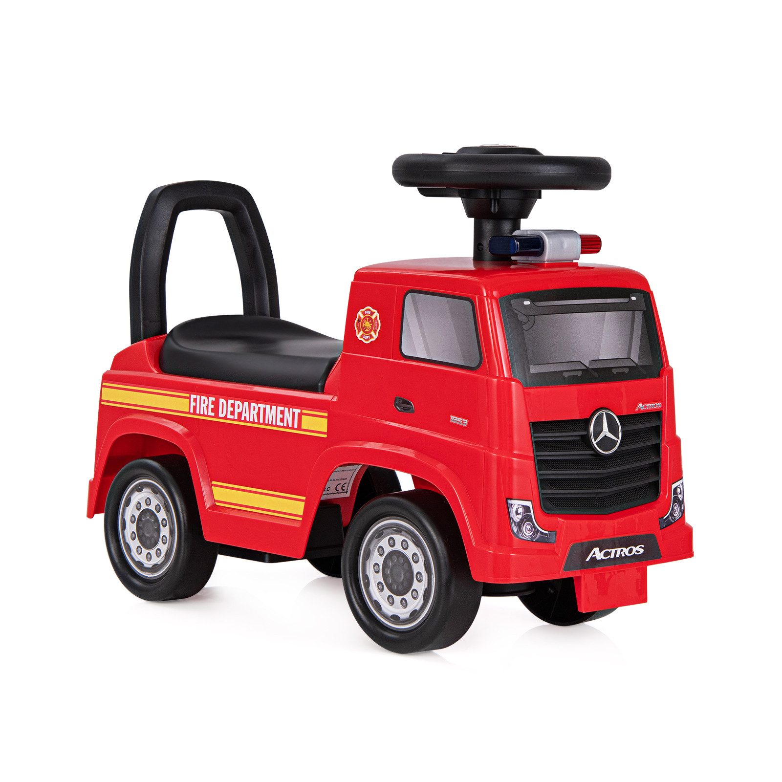 KOMFOTTEU Rutscherauto, Feuerwehrauto mit Rückenlehne, Hupe & Musik