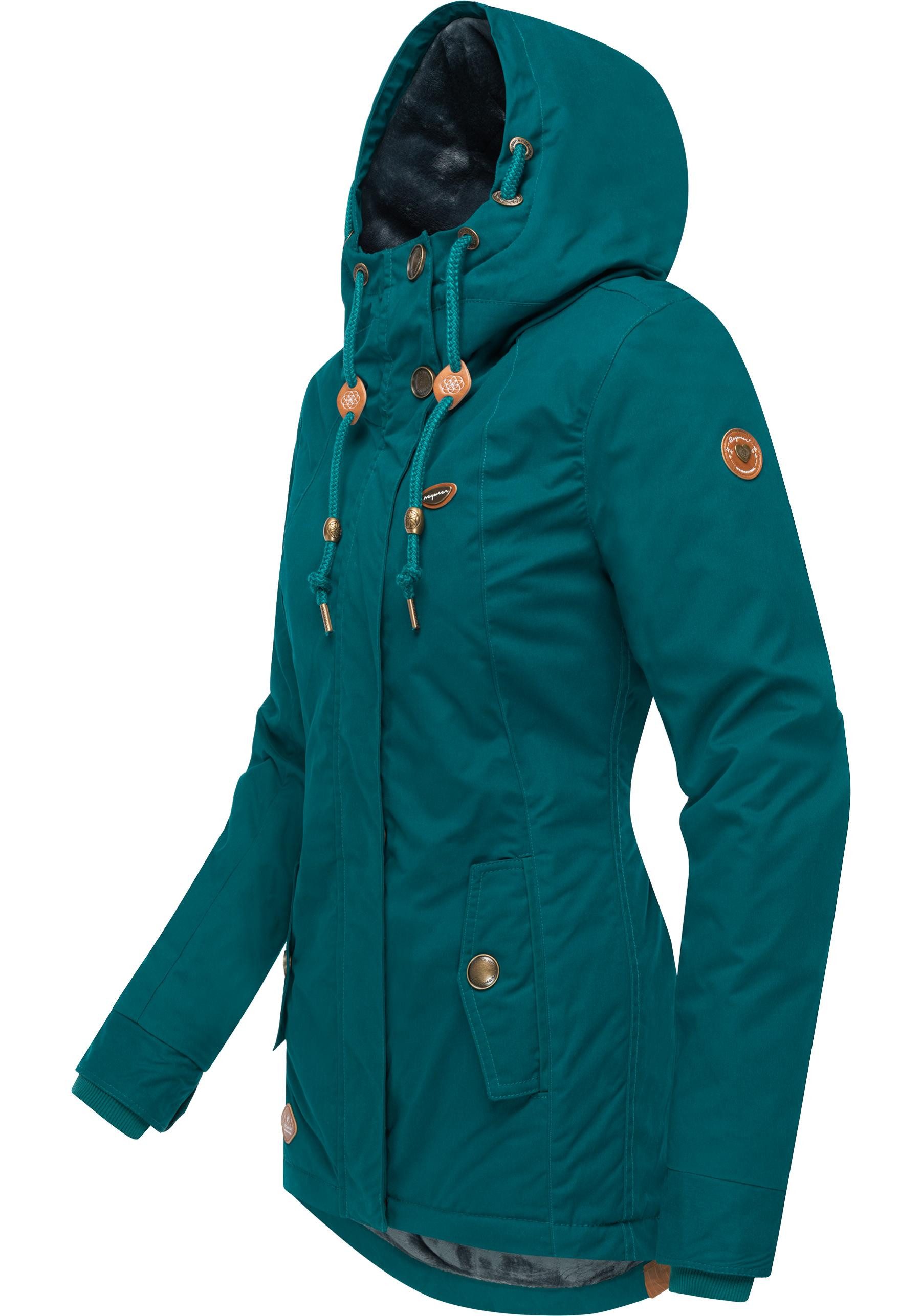 Ragwear Winterjacke Monade Damen Winterparka mit Kapuze und m. Fleece gefüttert