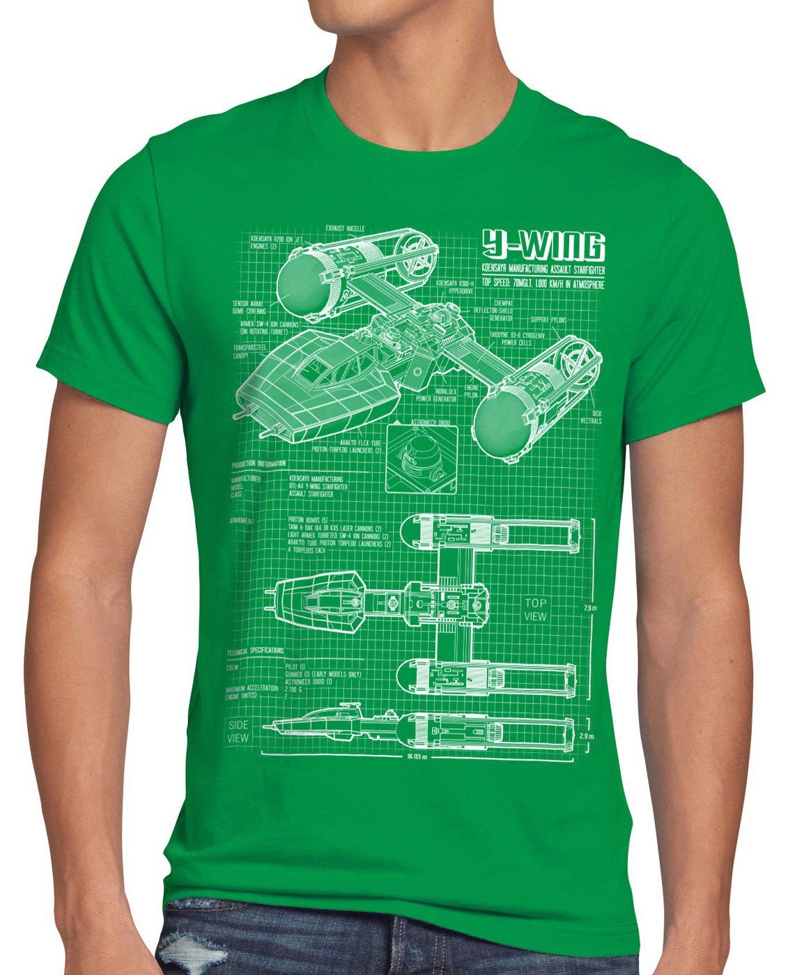 style3 Print-Shirt Herren T-Shirt Y-Wing rebellion star krieg sterne der wars battlefront x-wing grün