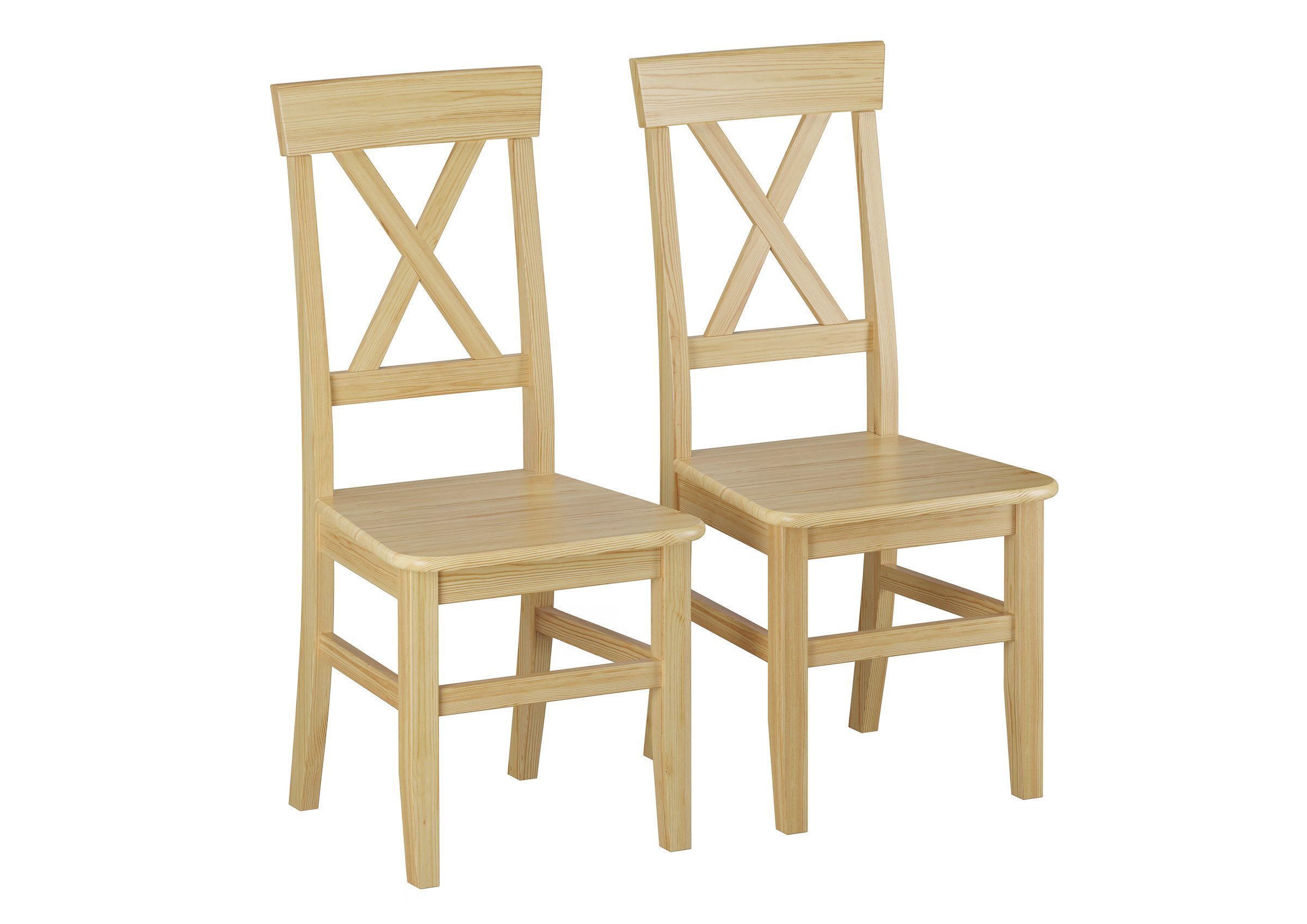 ERST-HOLZ Esszimmerstuhl Elegante Küchenstühle Landhaus Kiefer Massiv Doppelpack