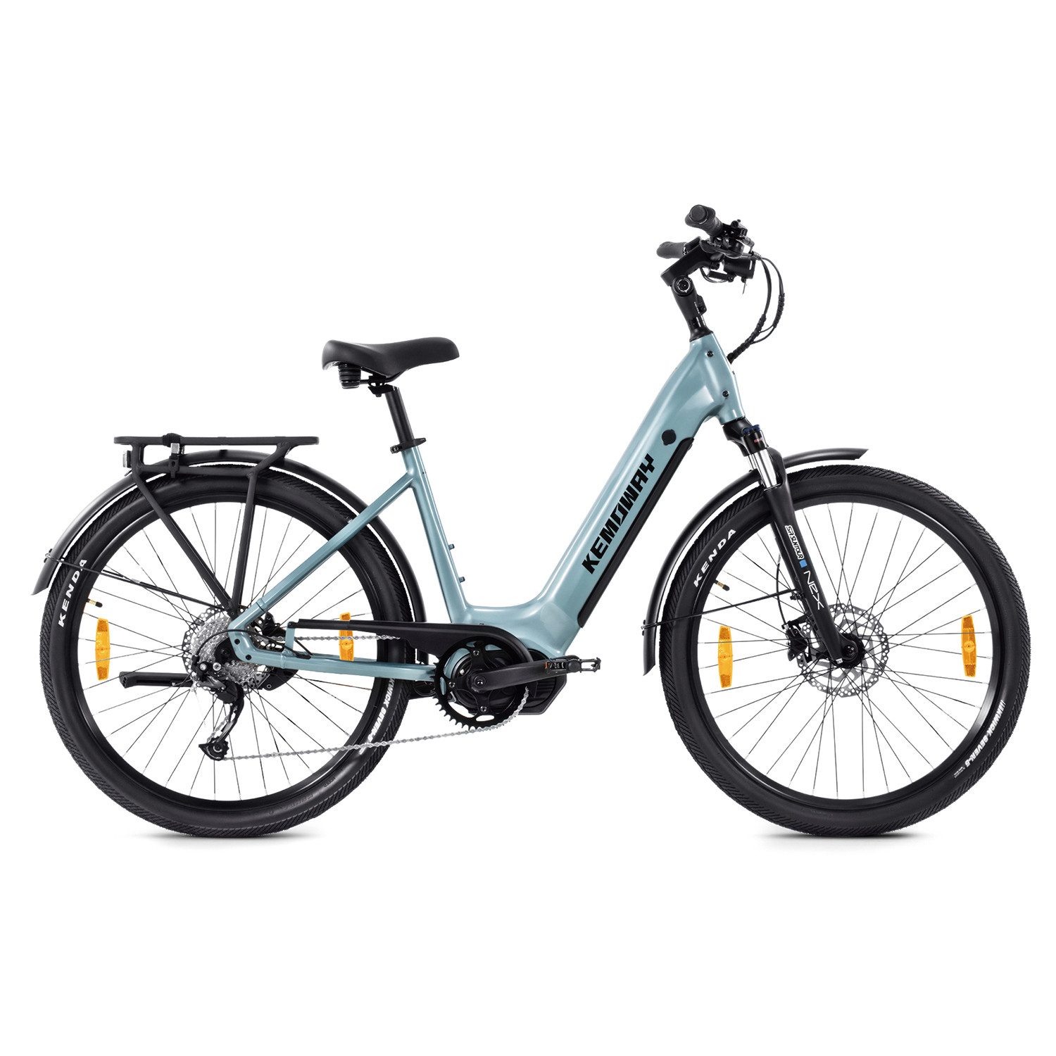 KEMOWAY E-Bike Cityrad 27,5 Zoll City E-Bike 250W Mittelmotor 48V 720Wh Akku, K5, 9 Gang SHIMANO Alivio RD-M3100 Schaltwerk, Kettenschaltung, Mittelmotor, 720 Wh
