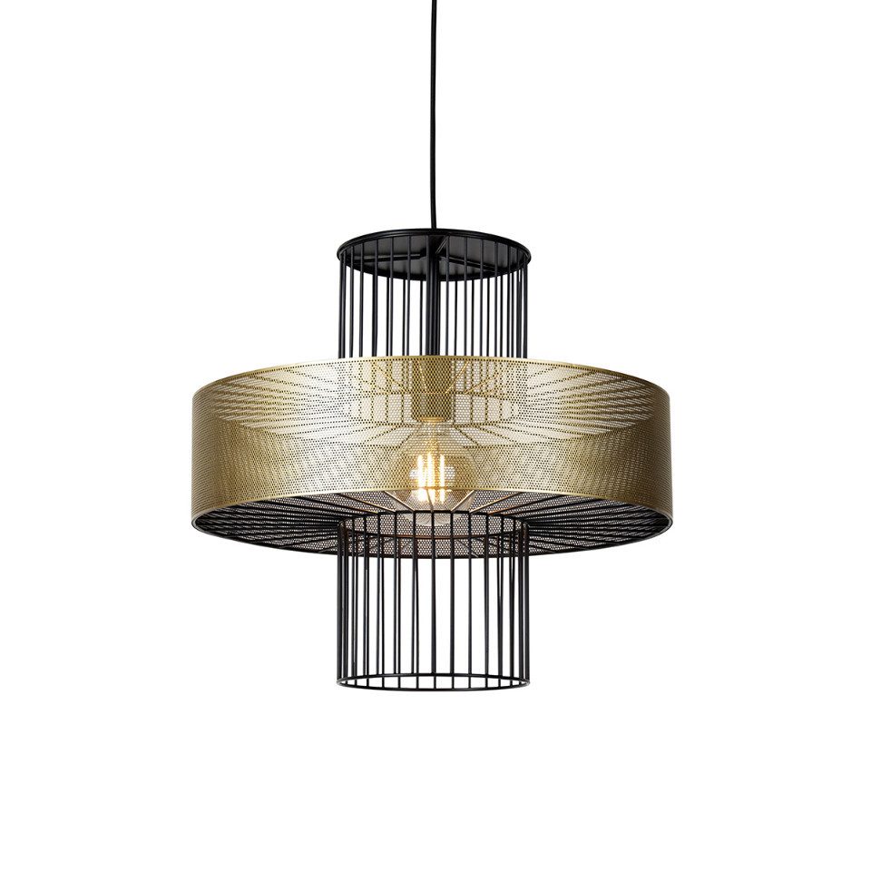 Qazqa Pendelleuchte Tess, LED wechselbar, E27, Gold, Design, Stahl, 1-flammig