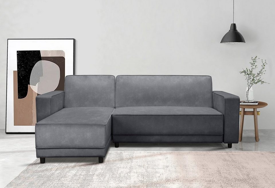 Dorel Home Ecksofa Allie Schlafsofa 230 cm mit Relaxfunktion in der  Rückenlehne, Schlaffunktion (108/194,5cm), trendiger Cord o. pflegeleichter  Velours