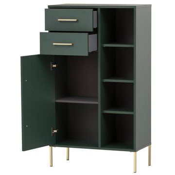 Lomadox Garderoben-Set KELLA-80, (Spar-Set, 5-St), Flurmöbel grün inkl. LED Spiegel Garderobenschränke Garderobenpaneel