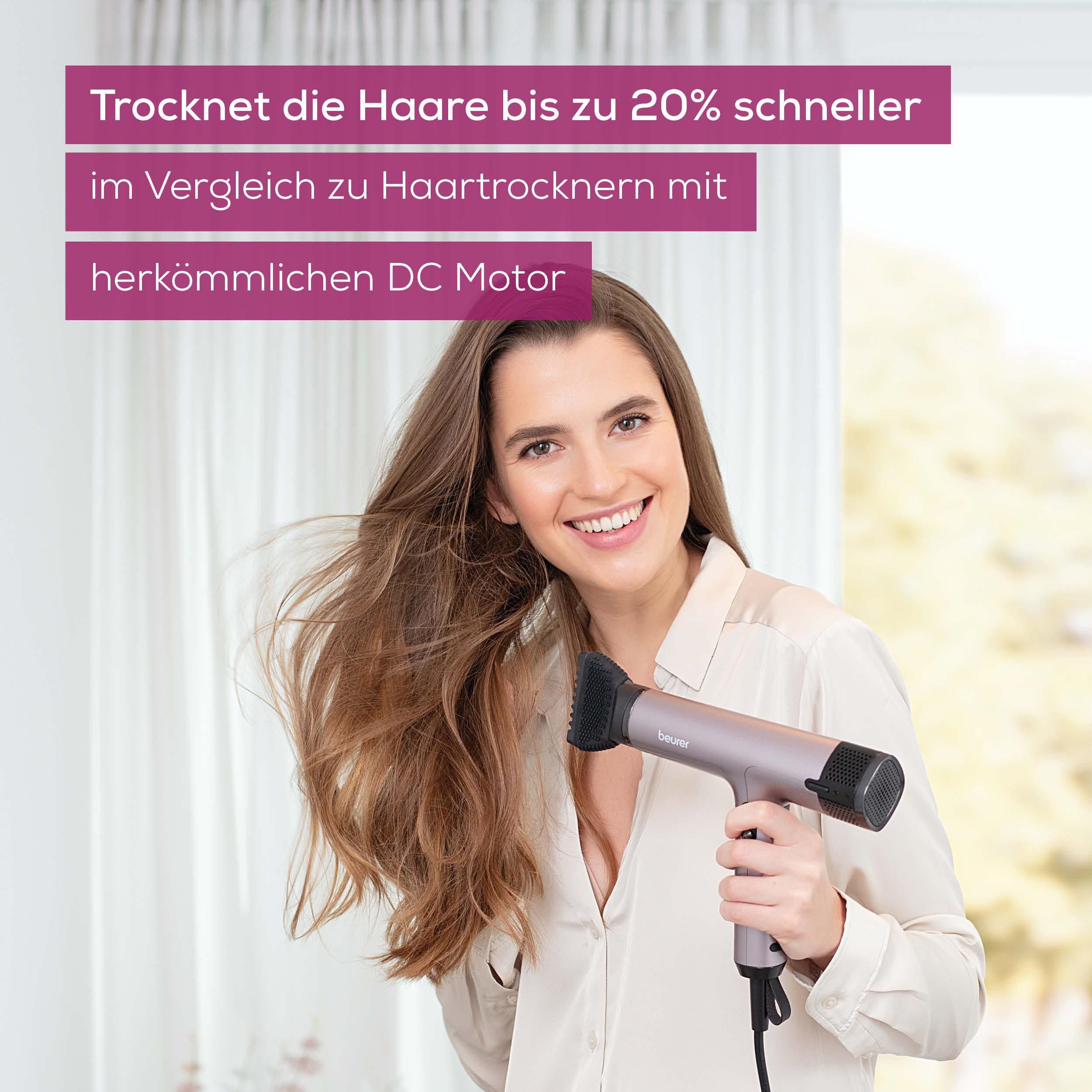 BEURER Haartrockner HC 100 Premium mit leistungsstarkem Motor und 1700 Watt, 1700 W, Schnelles Trocknen der Haare, leichtes Gewicht (nur 360 g ohne Kabel)