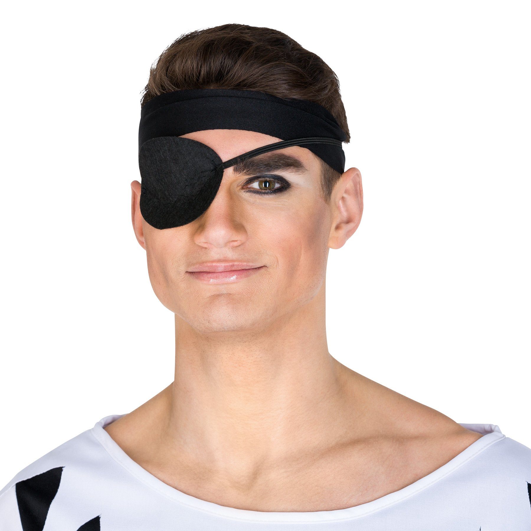 dressforfun Piraten-Kostüm Seeräuber/Freibeuter, Gr. L, Bequeme Stretch-Jersey-Hose mit, in schwarz, Schönes Jersey-Stretch-Shirt mit frechen Fransen am Kragen