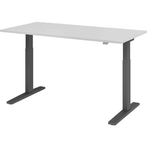 bümö Schreibtisch elektrisch XMKA - Arbeitshöhe: elektrisch höhenverstellbar, Rechteck: 160 x 80 cm - Dekor: Grau - Gestell: Graphit