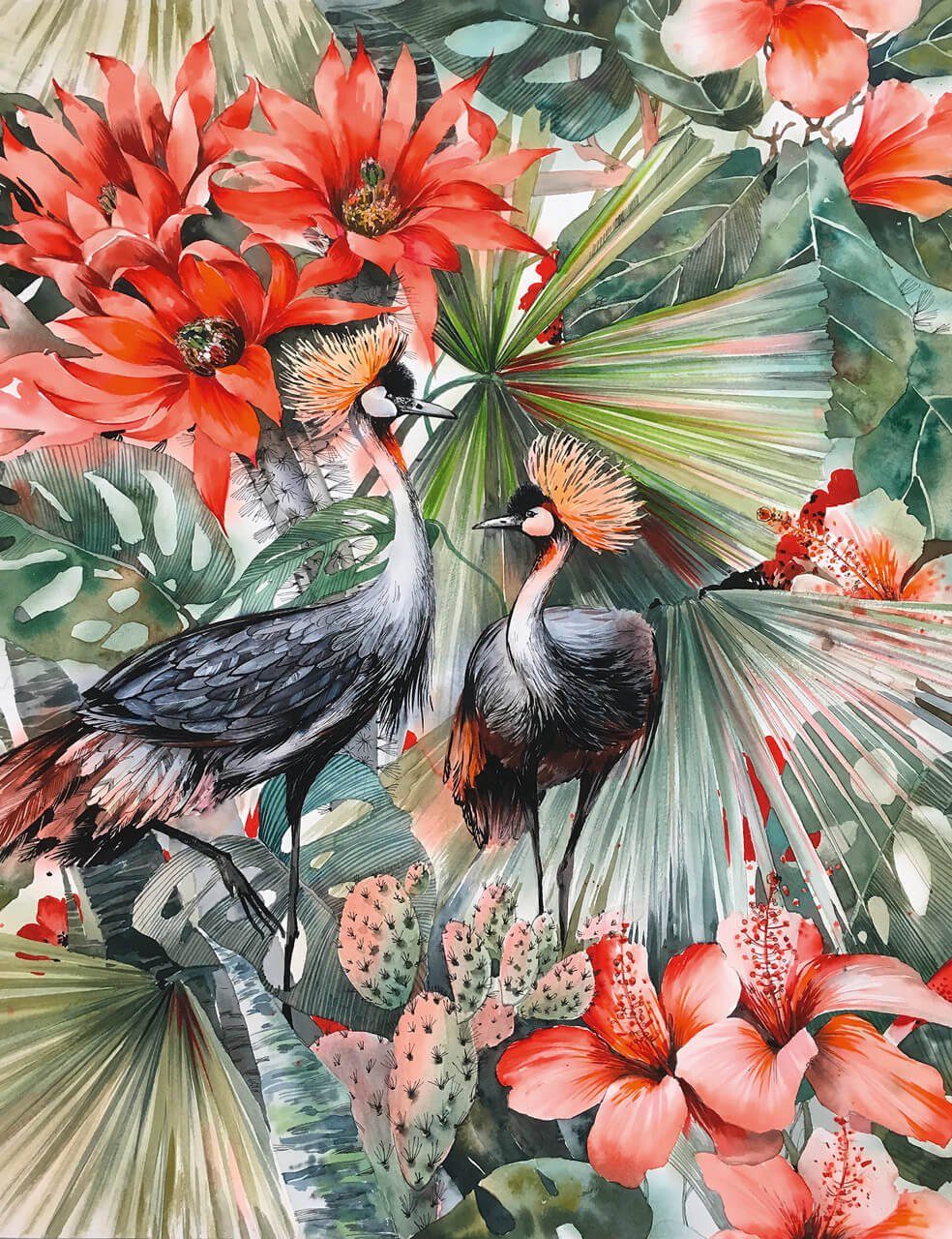 KUNSTLOFT Vliestapete Bird Multicolor 2x2.6 Tapete Design m, leicht glänzend, lichtbeständige