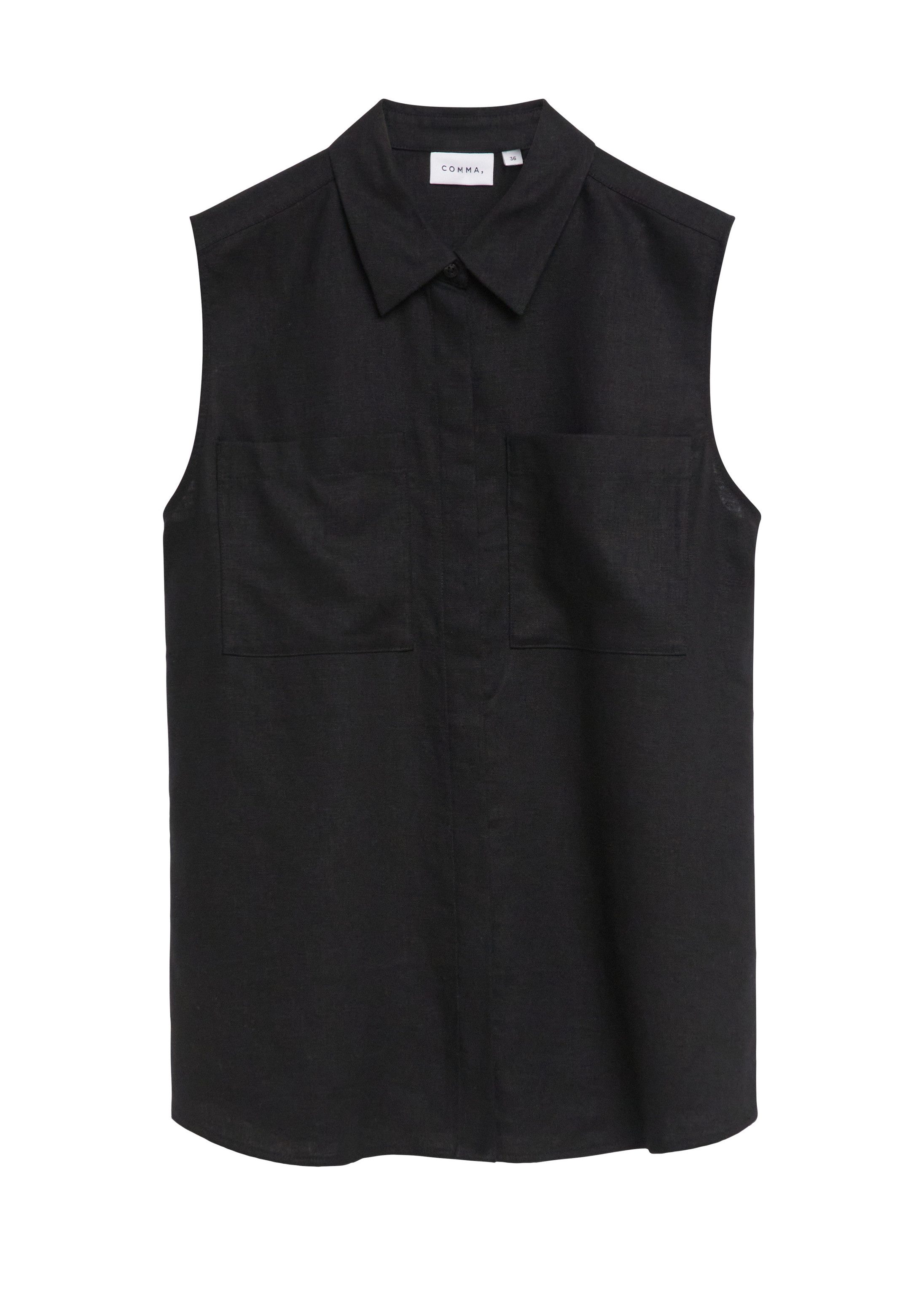 comma Blusentop Bluse Blusentop aus Leinenmix mit Hemdkragen