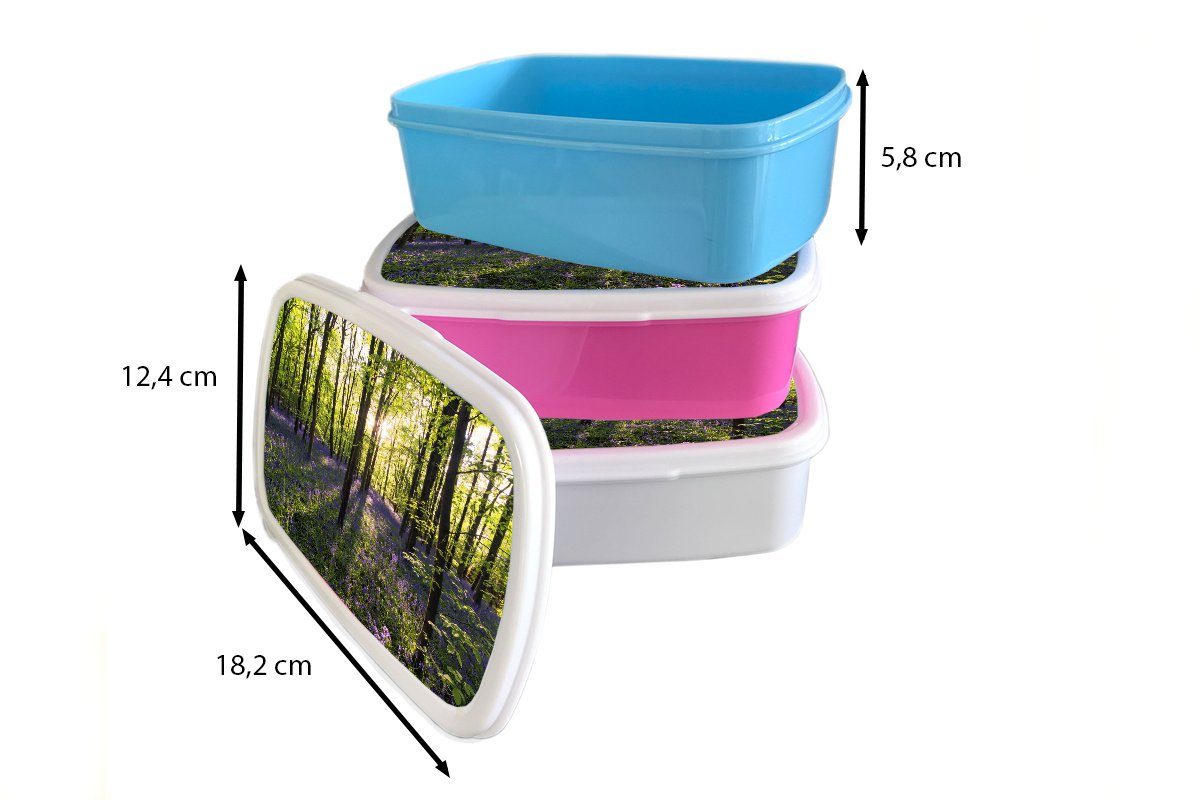 - Lavendel, Brotbox Erwachsene, Blumen und Brotdose, Wald Jungs - und Kinder Kunststoff, MuchoWow (2-tlg), für Mädchen Lunchbox für weiß