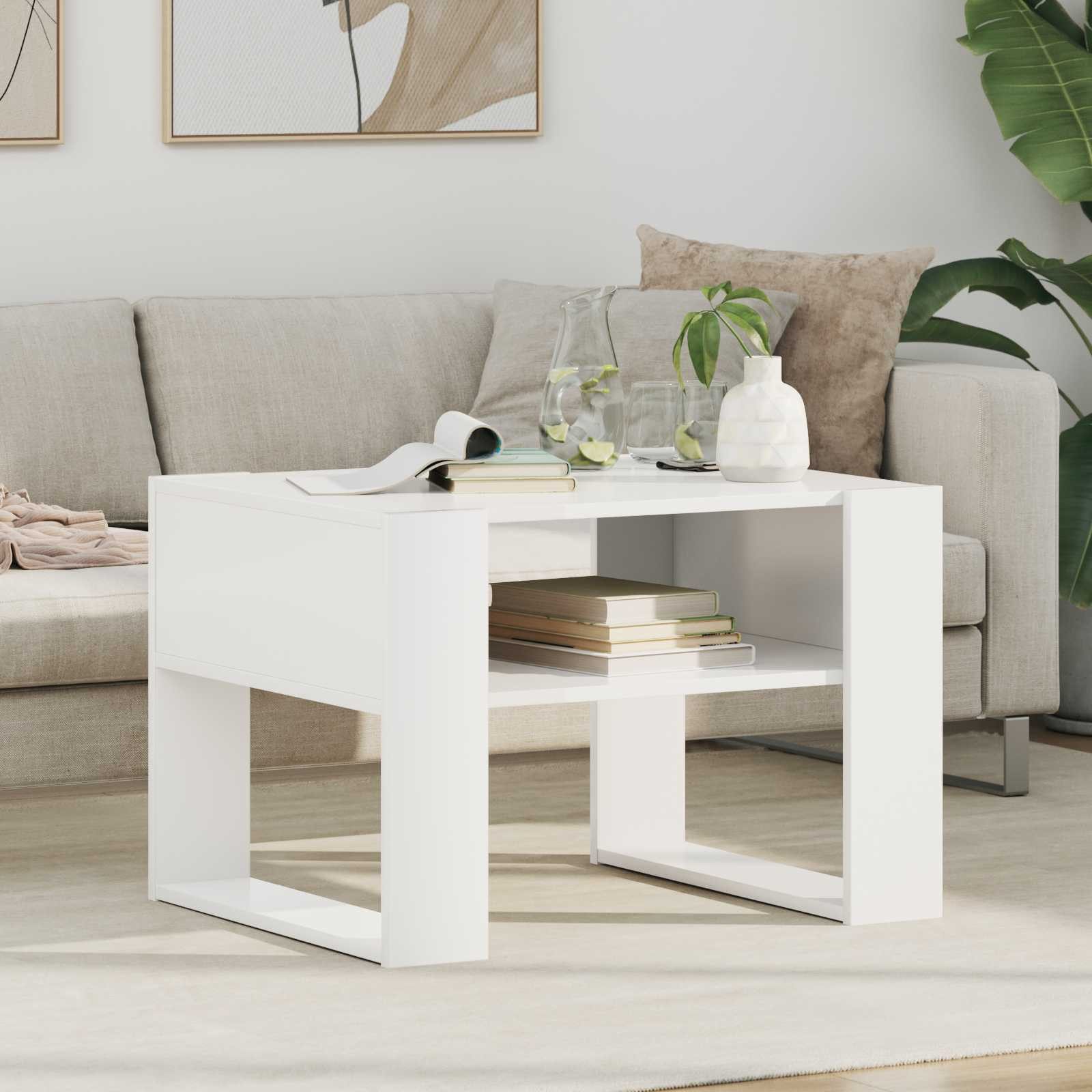 furnicato Couchtisch 66 x 53 x 45 cm Weiß (1-St), Stabiler Wohnzimmertisch mit Ablagefläche für dein Zuhause