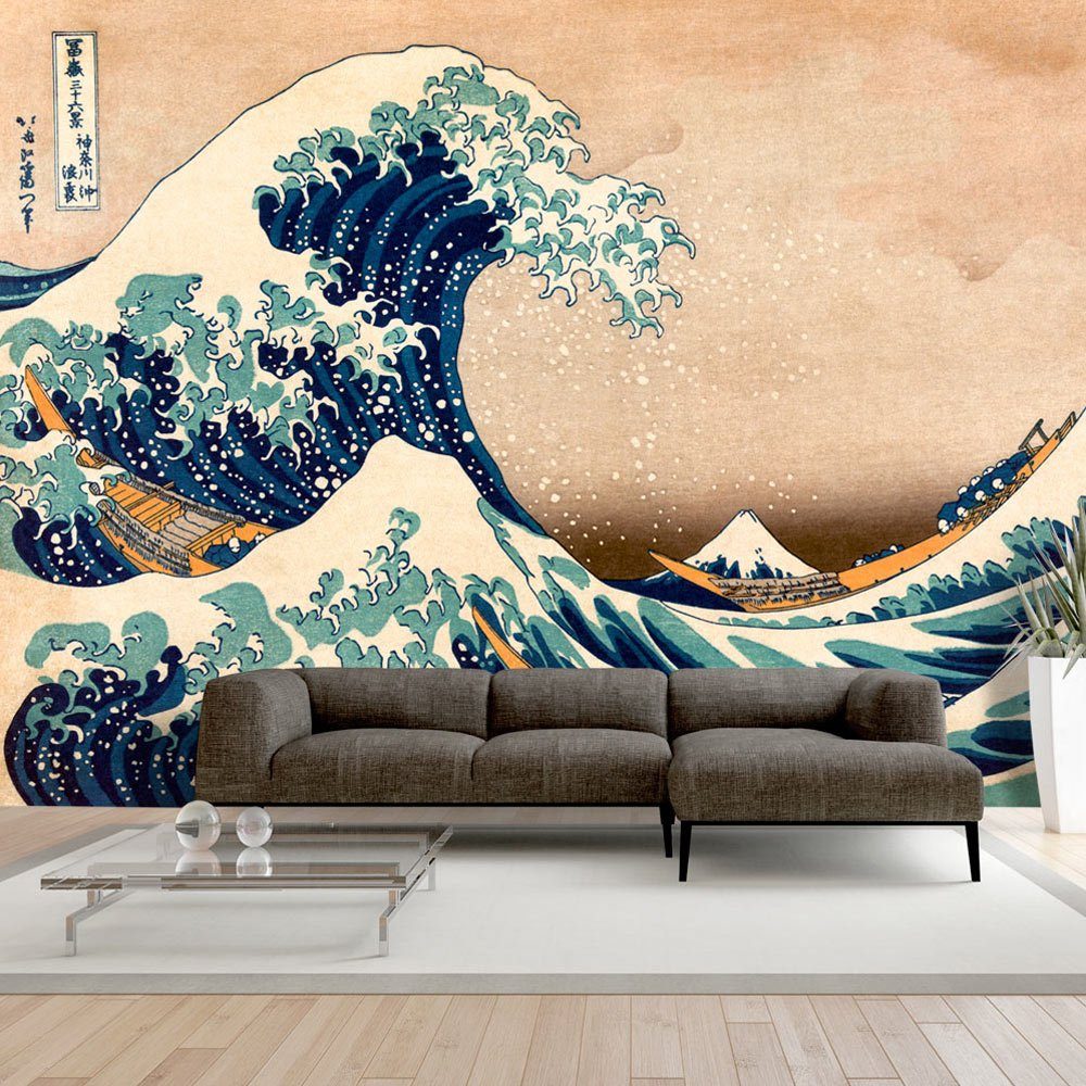 Wave off 1.47x1.05 halb-matt, m, Great KUNSTLOFT Design matt, Hokusai: (Reproduction) The Vliestapete Tapete Kanagawa lichtbeständige