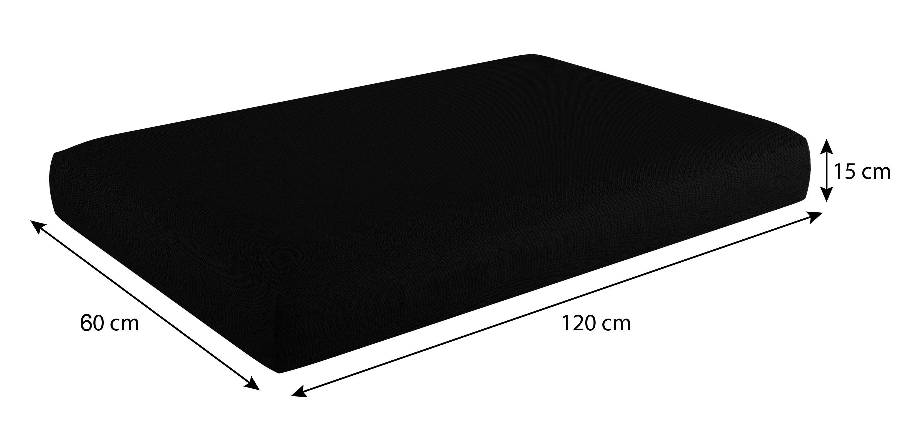 sunnypillow Sitzkissen Palettenkissen mit abnehmbarem Bezug Sitzkissen 120x60x15cm, Schwarz