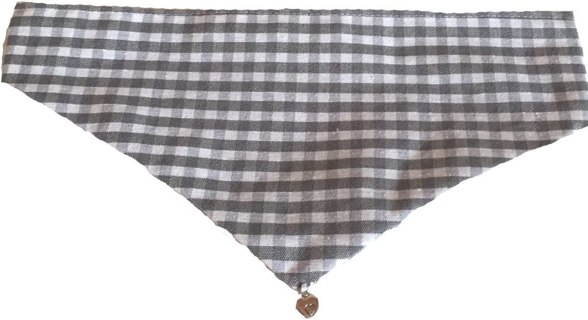Steinnacher Bärbel Hunde-Halsband Hundehalstuch grau weiß kariert Größe L, Baumwolle