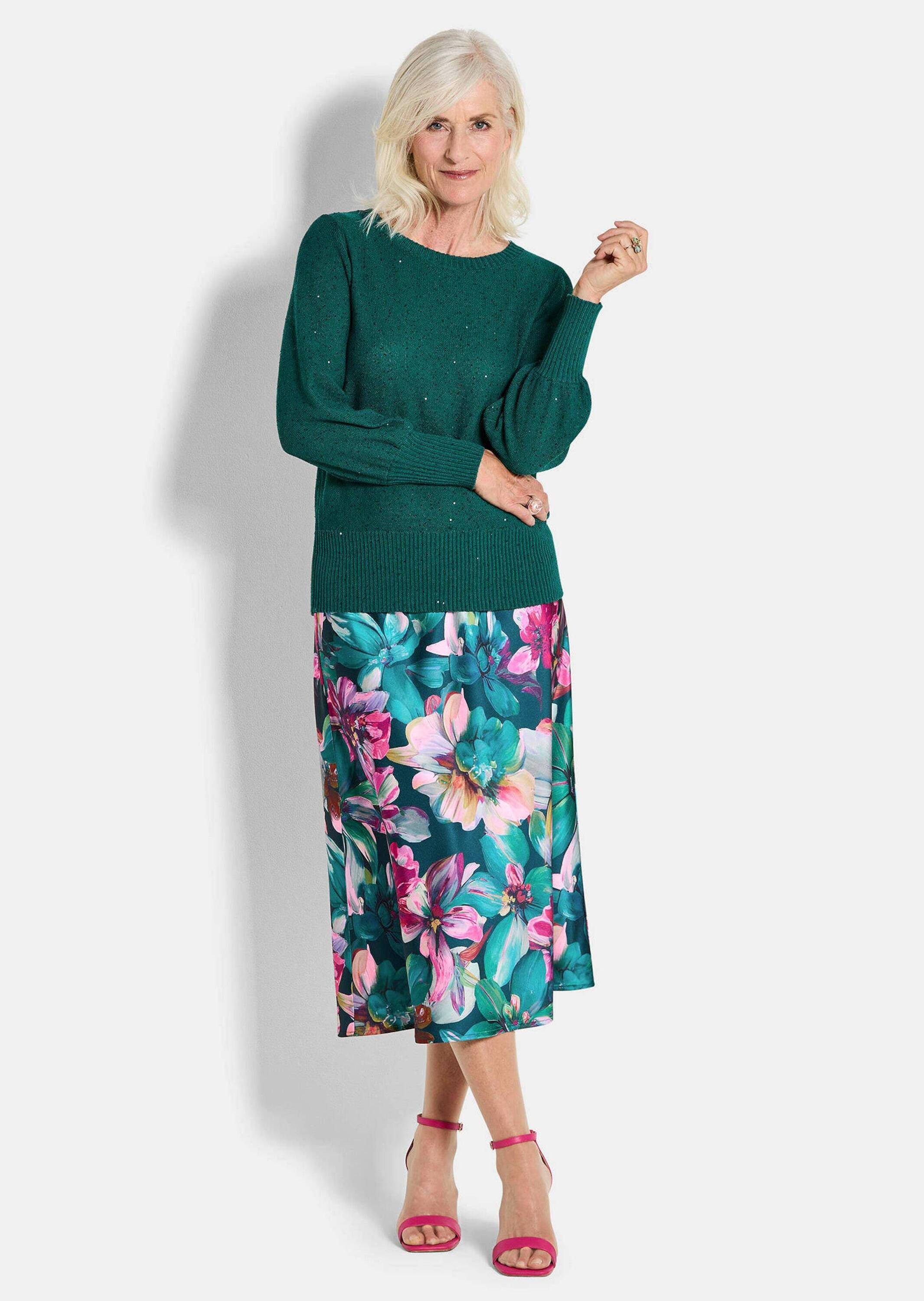 GOLDNER Strickpullover Eleganter glitzernder U-Boot-Pullover Leichter günstig online kaufen