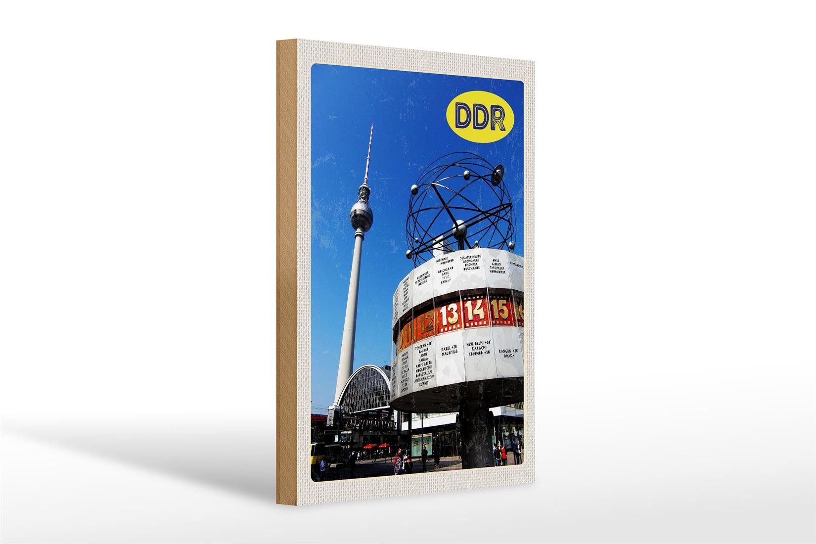 Holzbild Reise 20x30cm Berlin Alexanderplatz Weltzeituhr