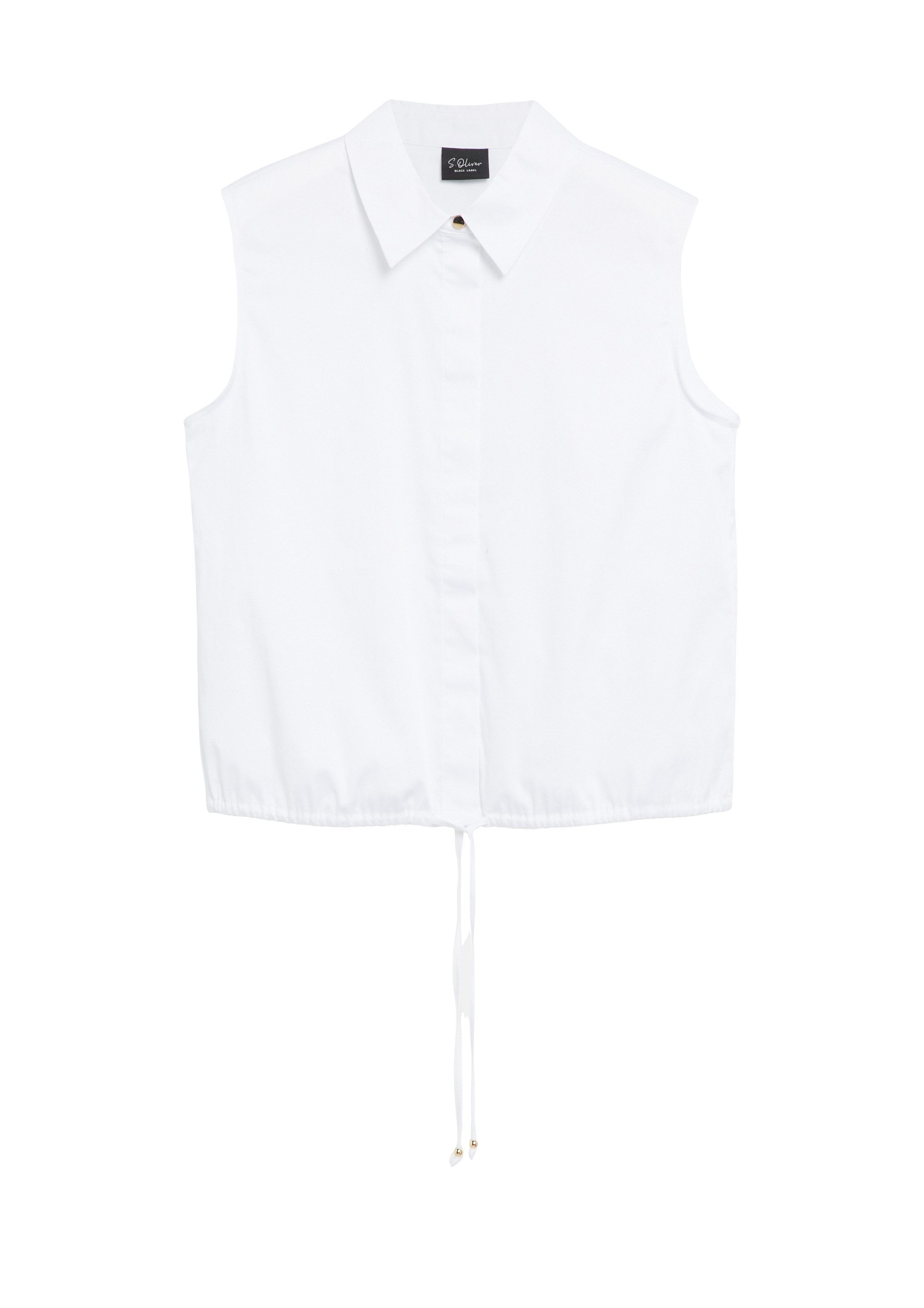 s.Oliver Blusentop Bluse Ärmellose Popeline-Bluse mit regulierbarem Saum