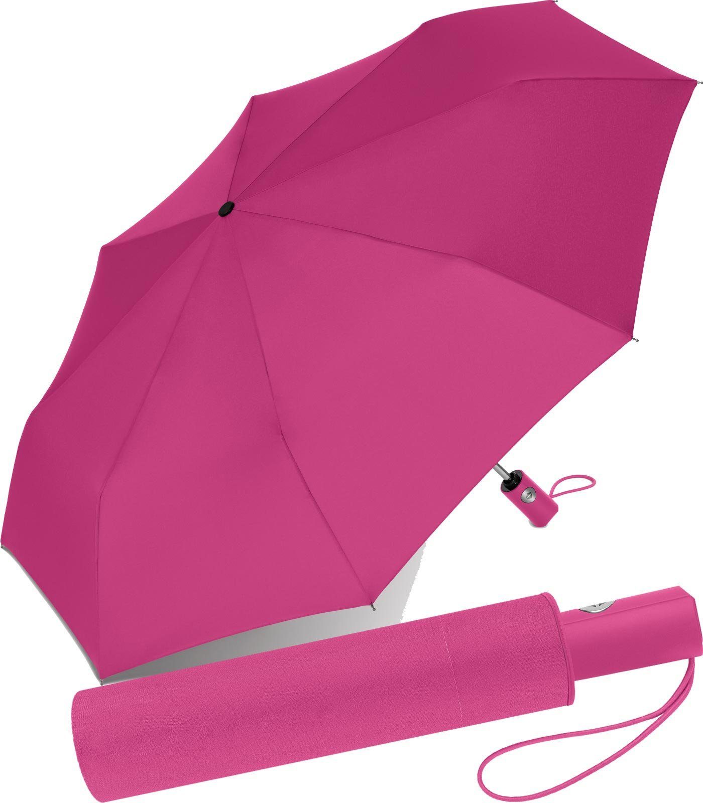Marktstand RS-Versand Taschenregenschirm in Herren, mit vielen pink Auf-Zu-Automatik, für Farben modischen Damen stabiler Regenschirm und schöner