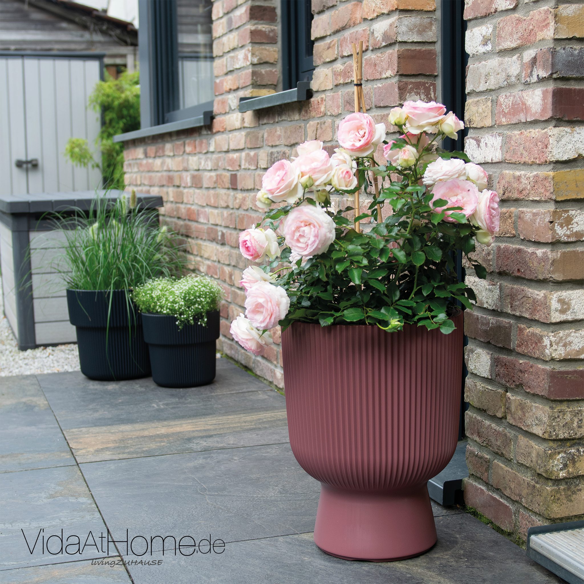 VidaAtHome.de Blumentopf Design-Pflanzgefäß ALVY ø 40er, Modernes Rillendes günstig online kaufen