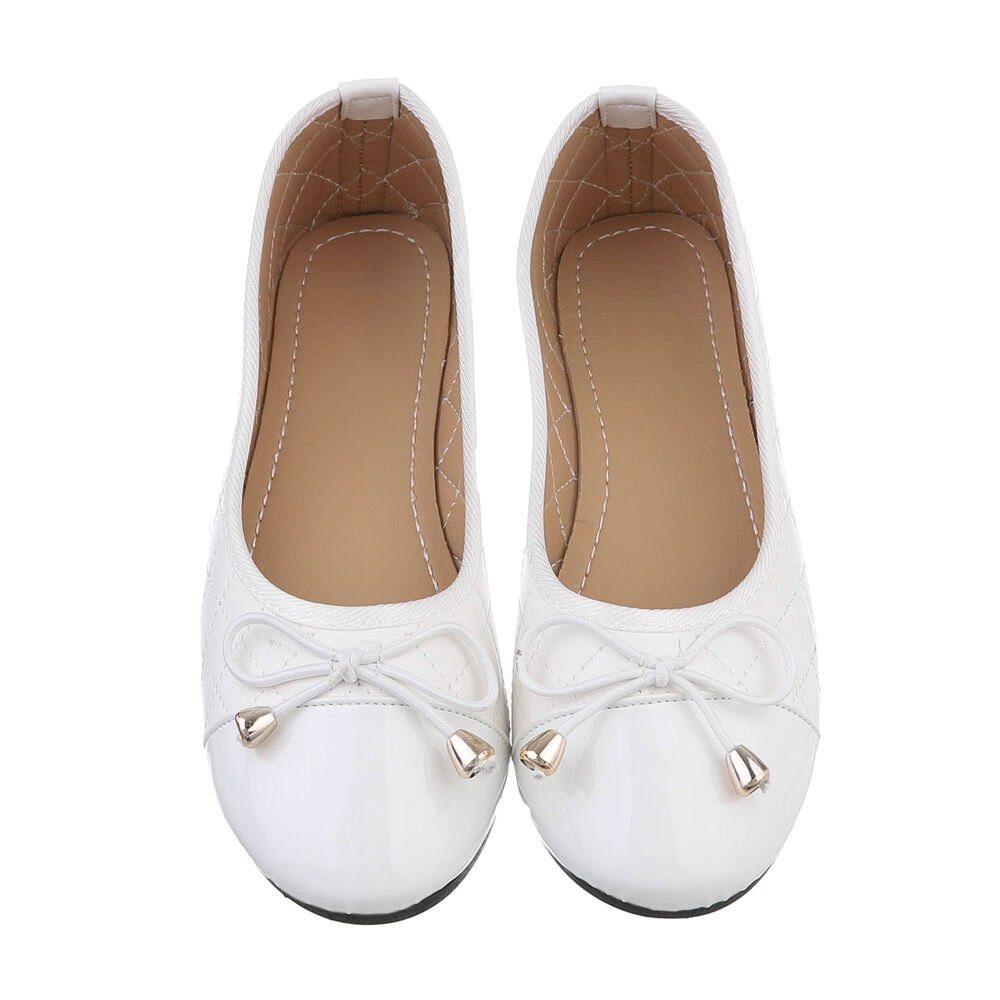 Ital-Design Damen Freizeit Ballerina (85894045) Blockabsatz Klassische Ballerinas in Weiß