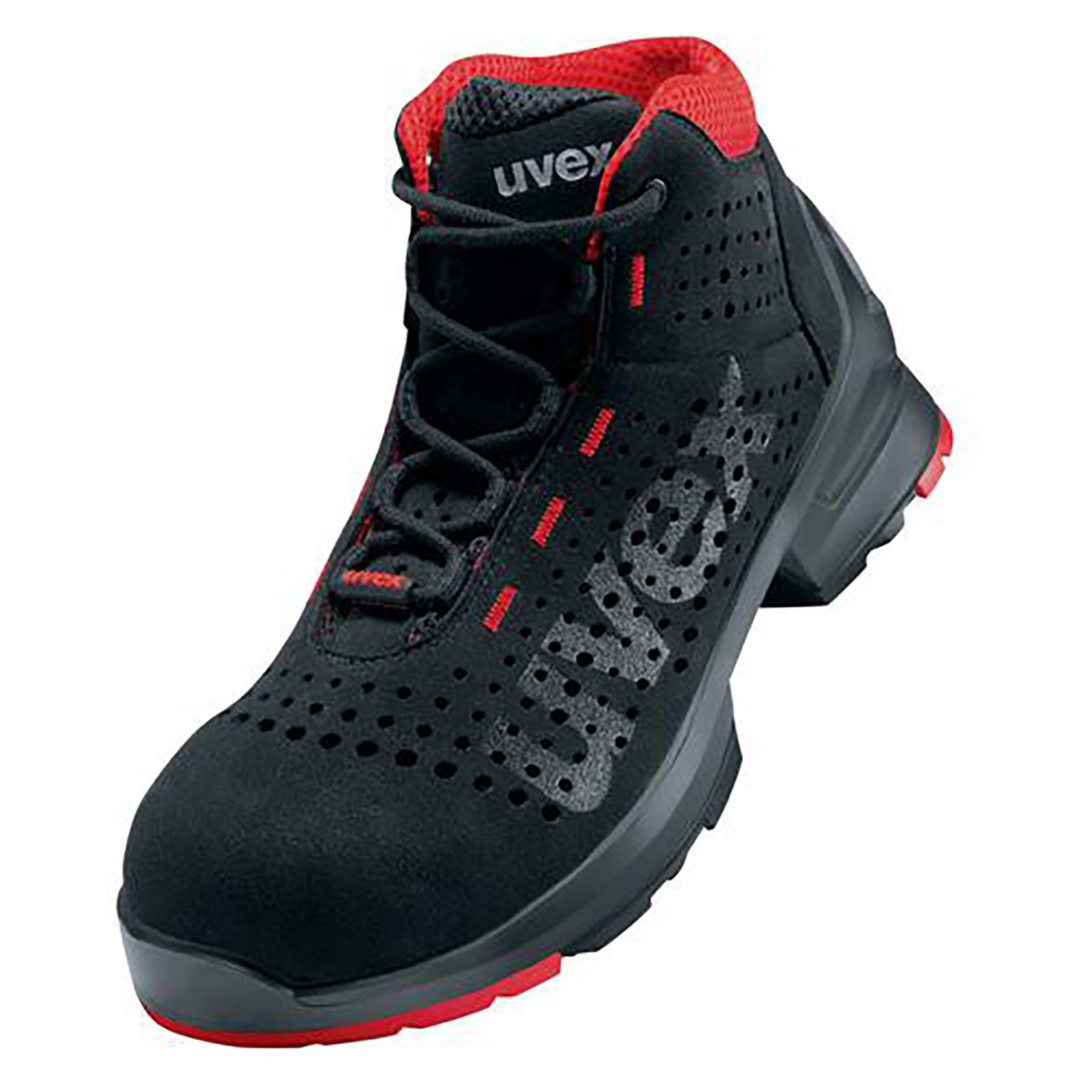 S1 10 schwarz, Sicherheitsstiefel rot Stiefel Weite 1 Uvex