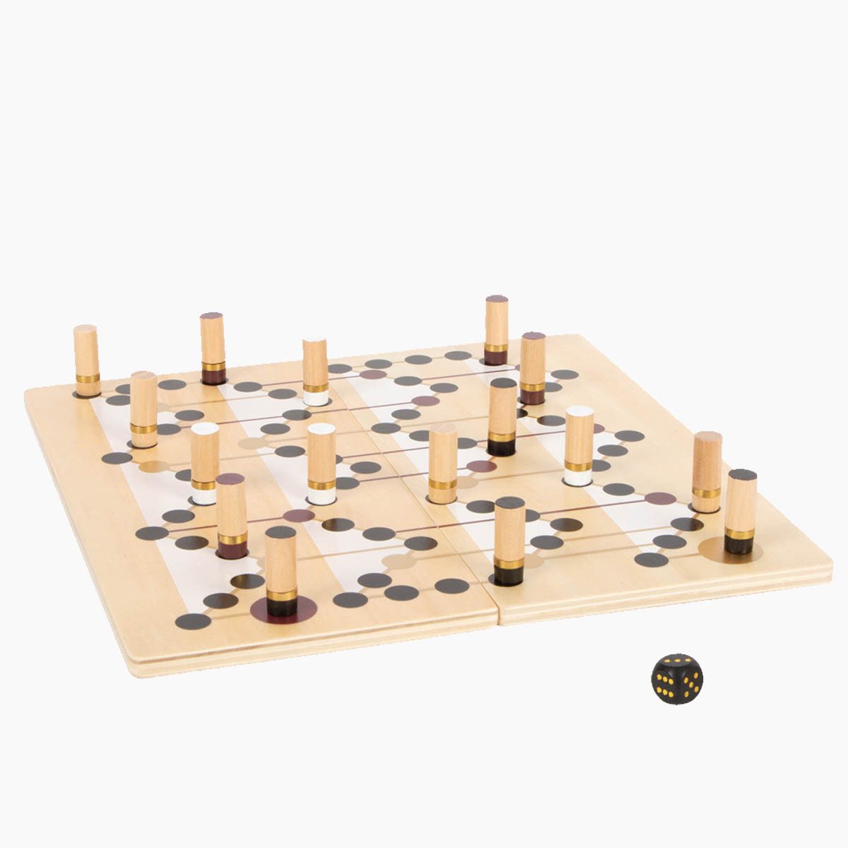 small foot GmbH & Co. KG Spielesammlung Ludo und Leiterspiel Gold Edition, kinderspiel, Ludo auf der einen, Schlangen & Leitern auf der anderen Seite