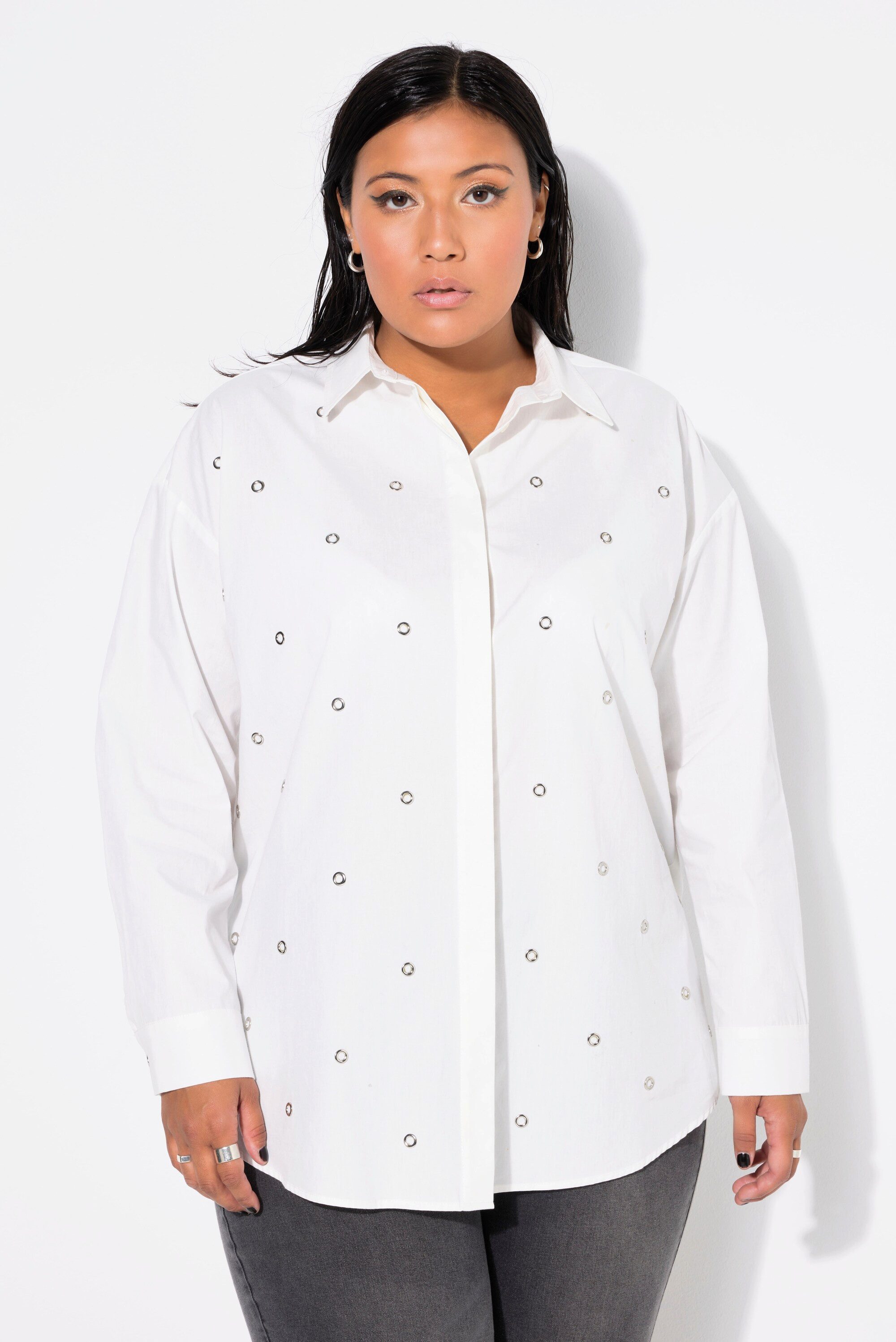 Hemdbluse Hemdbluse Oversize Shape Metallic-Ösen