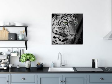 Pixxprint Glasbild Leopardenkopf, Leopardenkopf (1 St), Glasbild aus Echtglas, inkl. Aufhängungen und Abstandshalter