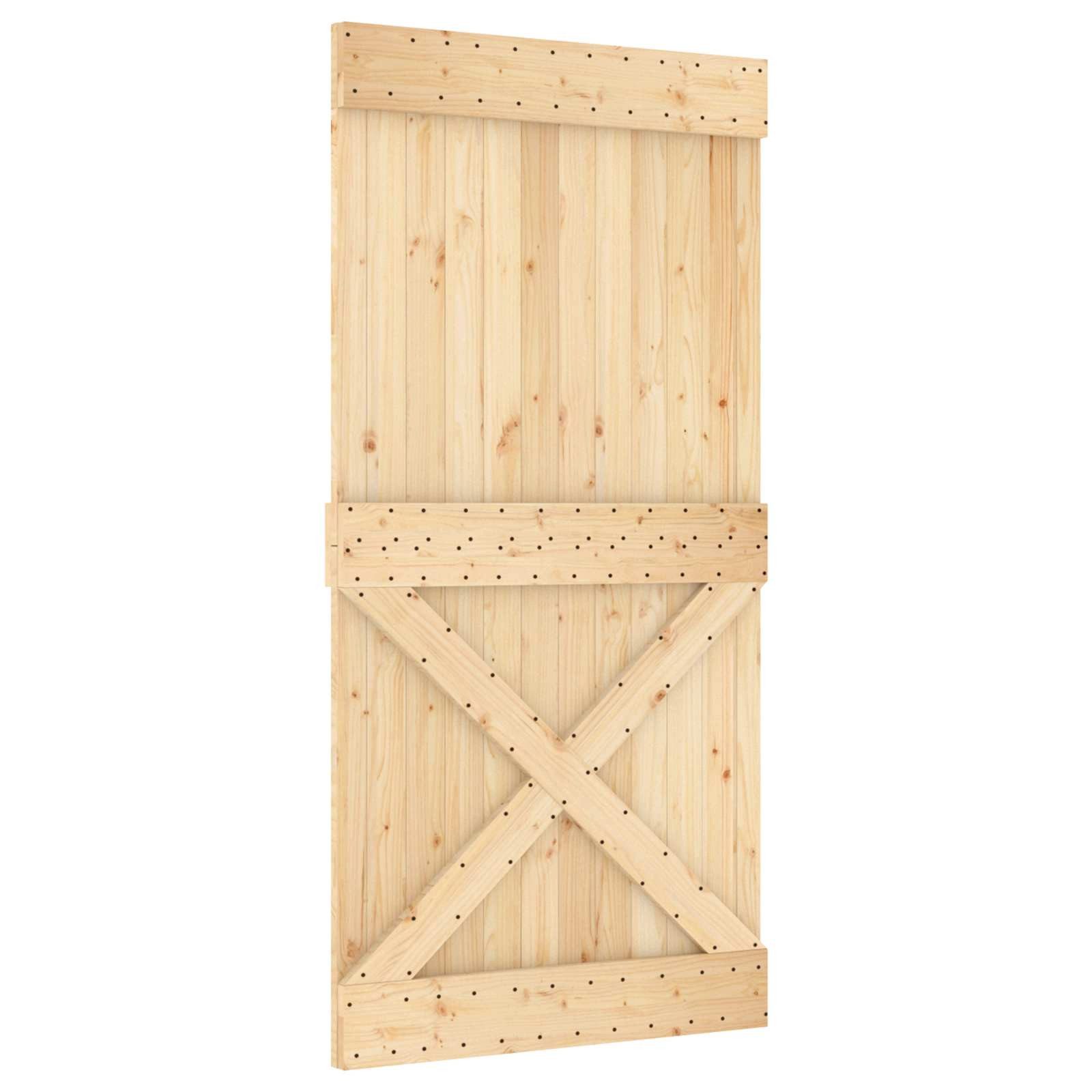 vidaXL Schiebetür Schiebetür 100 x 210 cm Massivkiefer (Unbehandelt) (1-St)