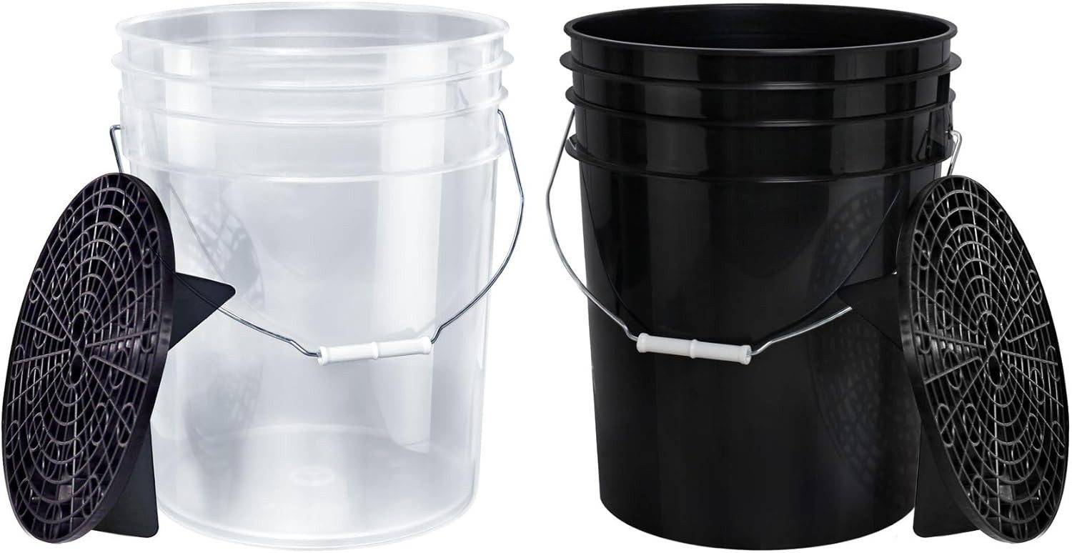 BENBOW Reinigungs-Set 2x Wascheimer schwarz, transparent, 2x Schmutzsieb schwarz, (4-teilig), 2x Wascheimer schwarz, transparent, 2x Schmutzsieb schwarz