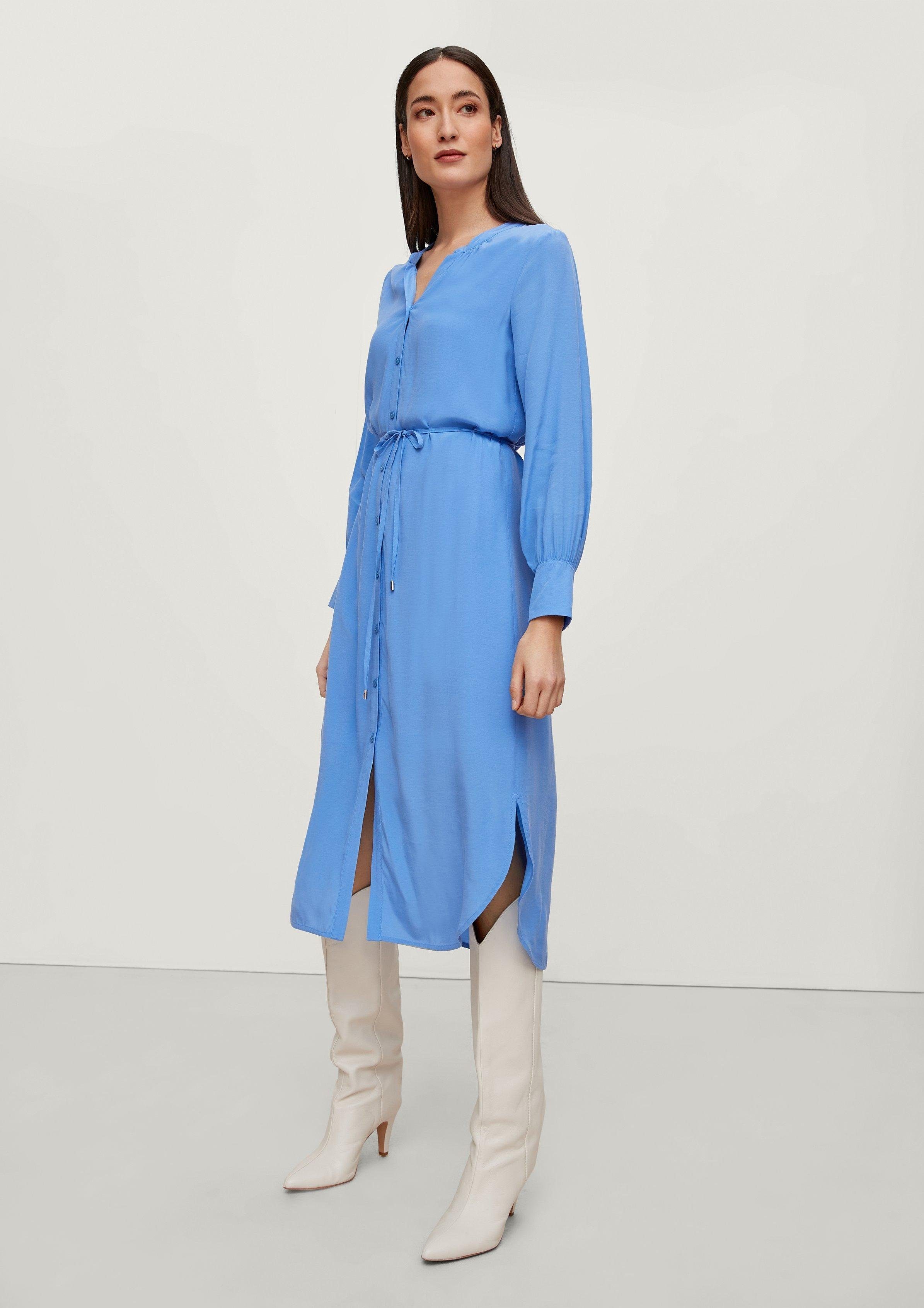 Comma Maxikleid Blusenkleid mit Allovermuster aquarell blue | Kleider