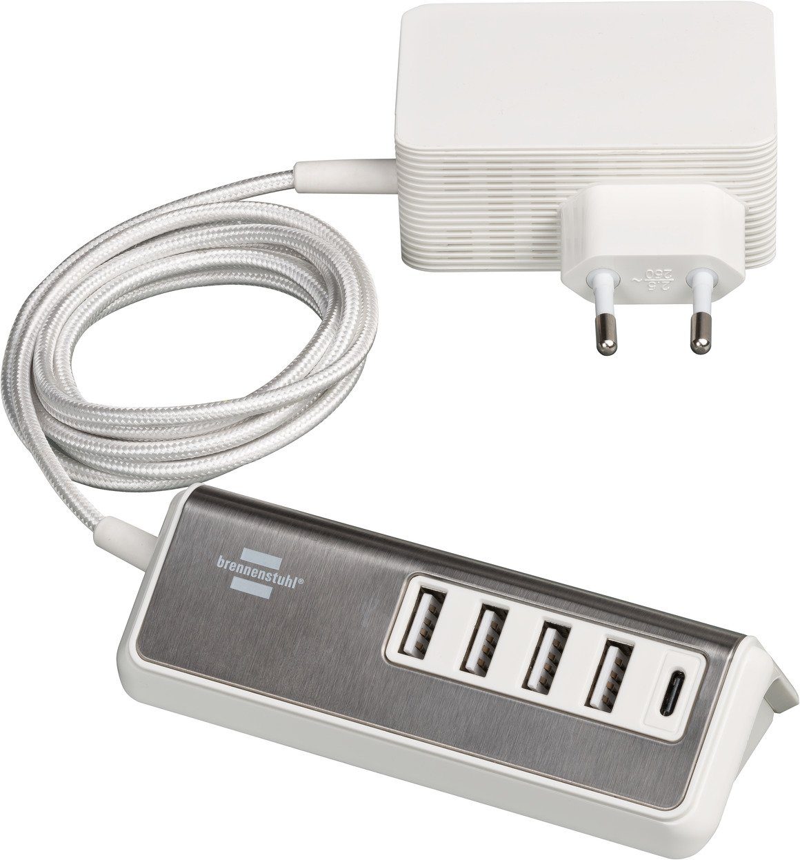 Brennenstuhl USB-Ladegerät (mit Schnellladefunktion, 1x USB C Power Delivery und 4x USB-Ladebuchse)