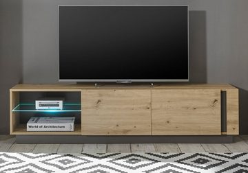 Furn.Design Lowboard Louna (Flat-TV Unterschrank Eiche Artisan und Graphit grau, 188 x 46 cm), mit Push-Open-Funktion