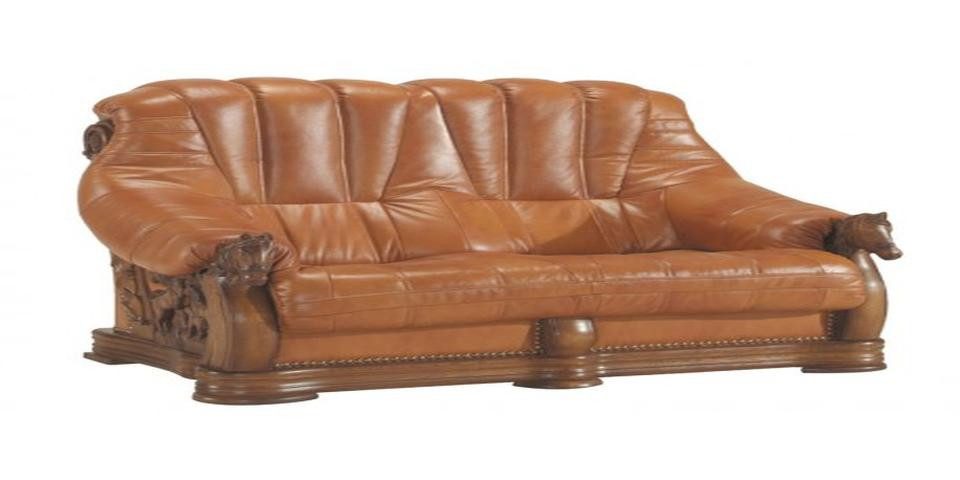 Xlmoebel Polstergarnitur Traditionelles Sofa-Ensemble mit Polstern, Ledersitz und Holzgestell, (Sofagarnitur 3+2+2 Sitzer 4069424760170), Hergestellt in Europa