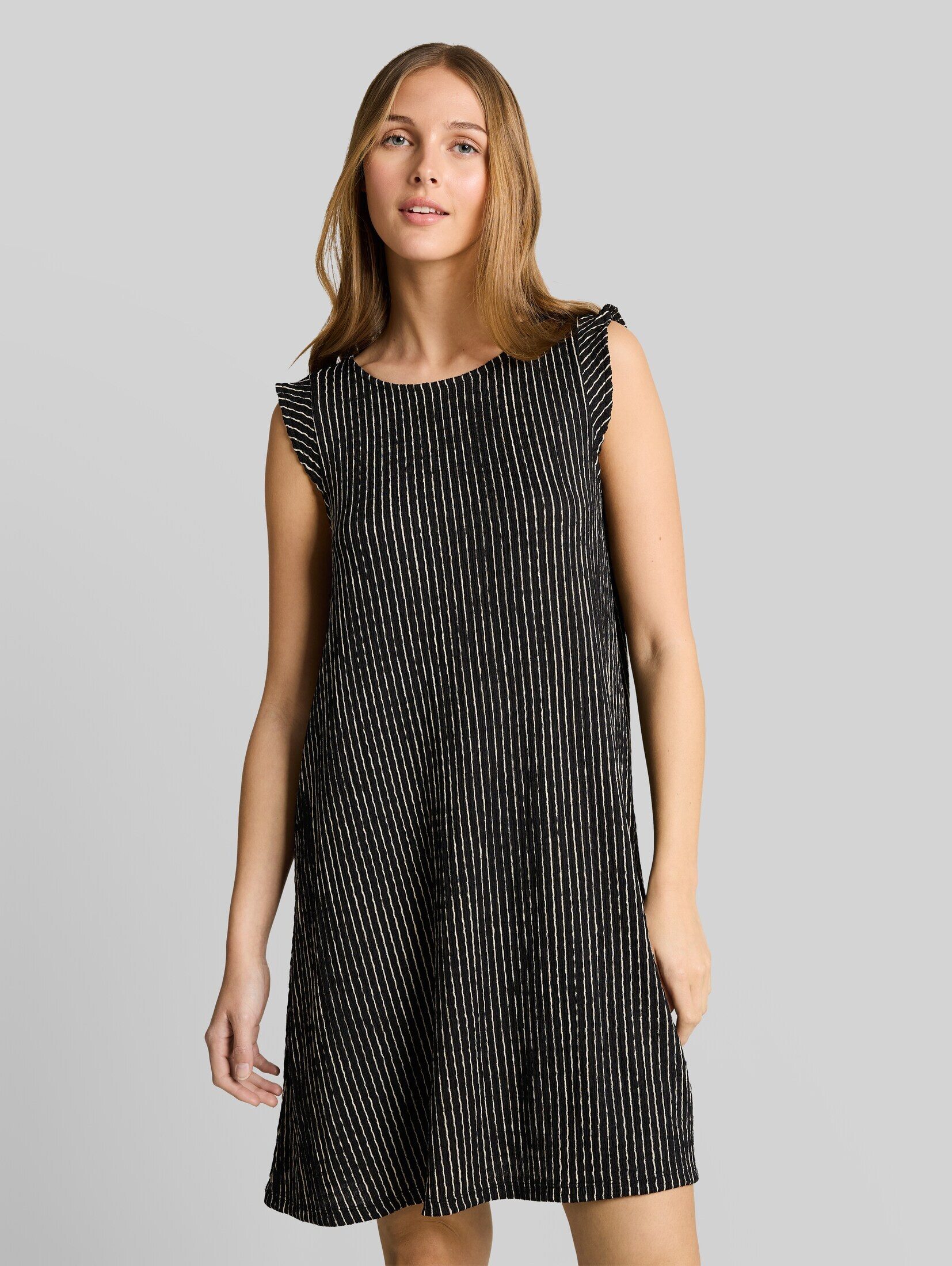 TOM TAILOR Denim Sommerkleid Kleider & Jumpsuits Crinkle Mini-Kleid mit Volantärmeln