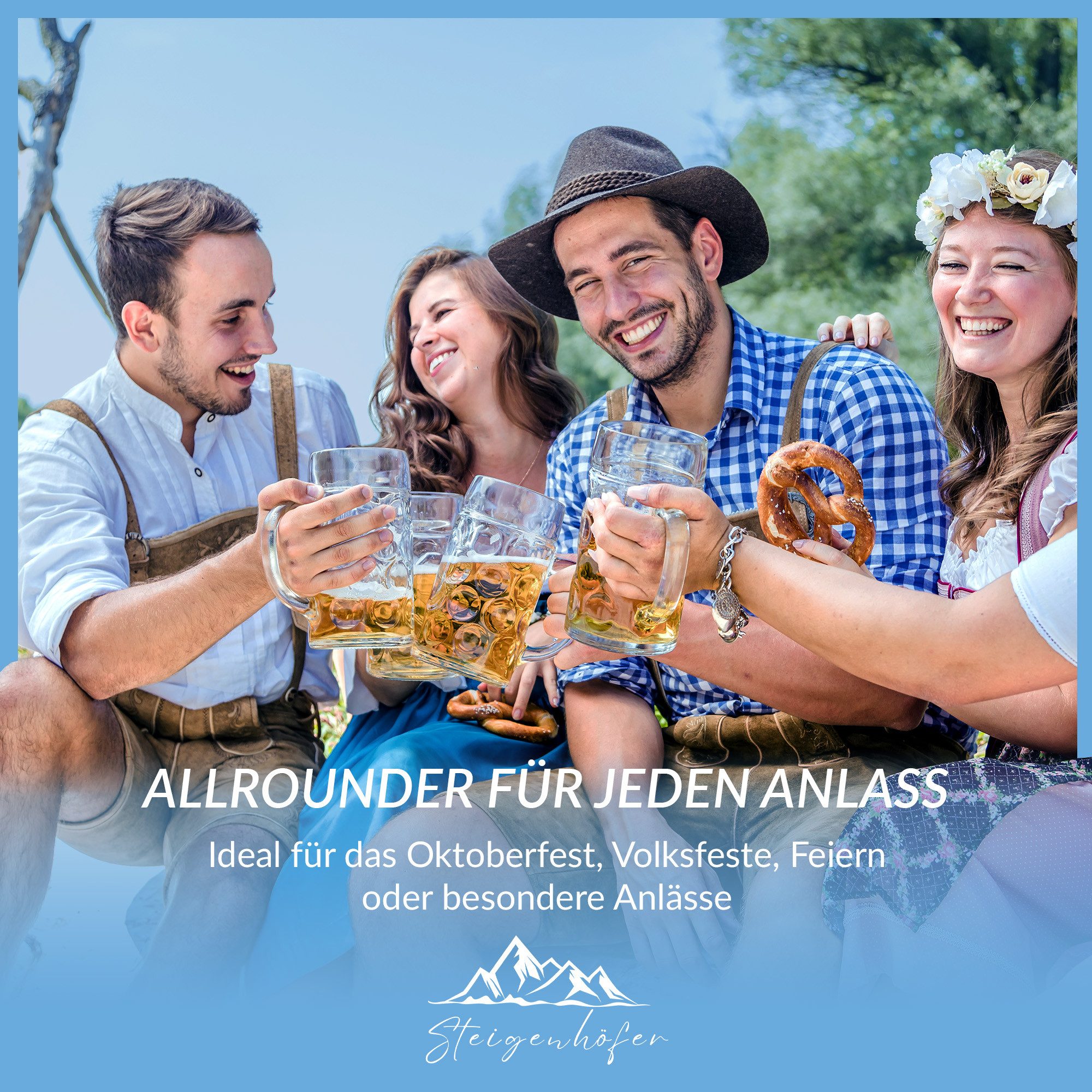 Steigenhöfer Manufaktur Trachtenhemd Herren Langarm - Basti - Traditionelles Herren Hemd - Hornoptik-Knöpfe Traditioneller Kentkragen und angenehmer Tragekomfort - Oktoberfest